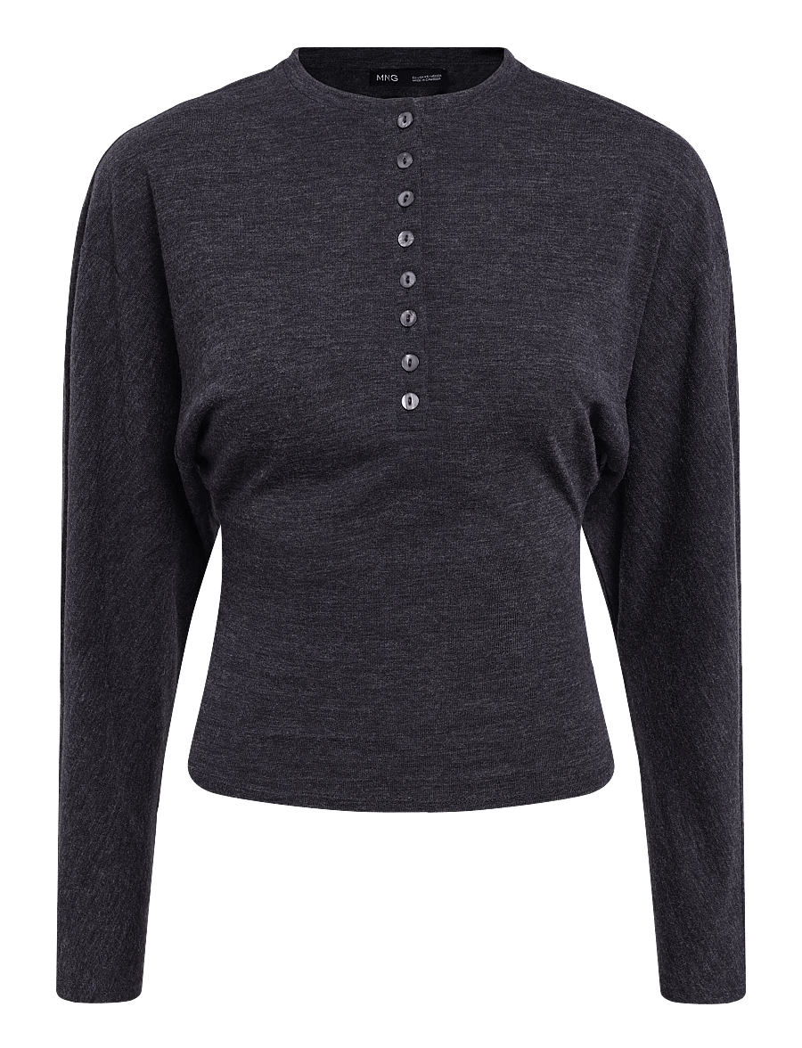 Mango - Buttoned knit sweater - stickade tröjor - grey - 1