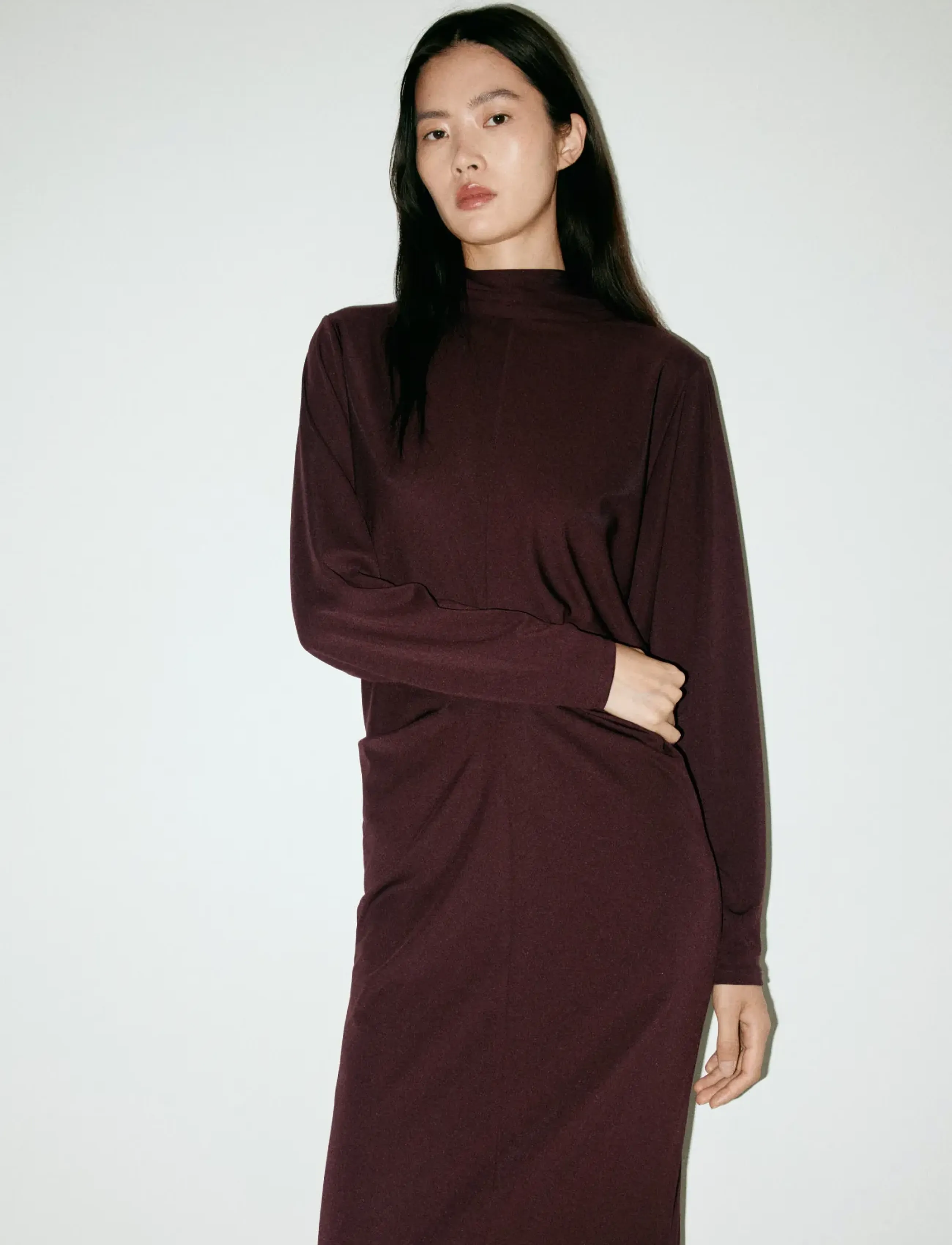 Mango Ruched side knitted dress - Speciella tillfällen - DARK RED / burgundy