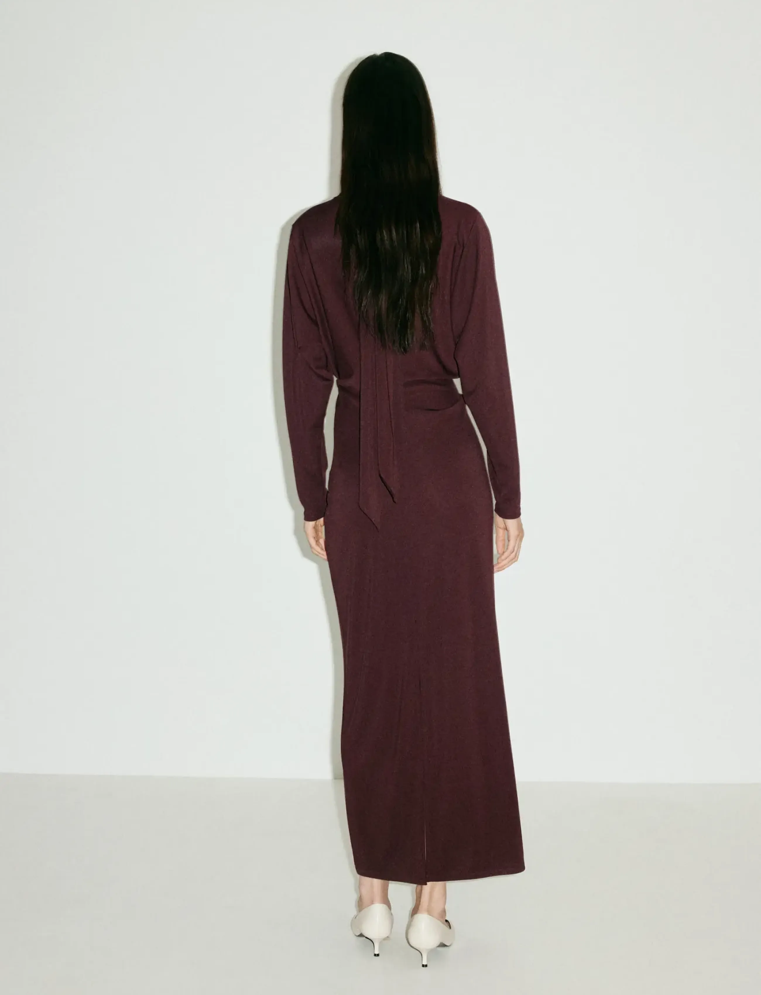 Mango - Ruched side knitted dress - stickade klänningar - dark red - 3
