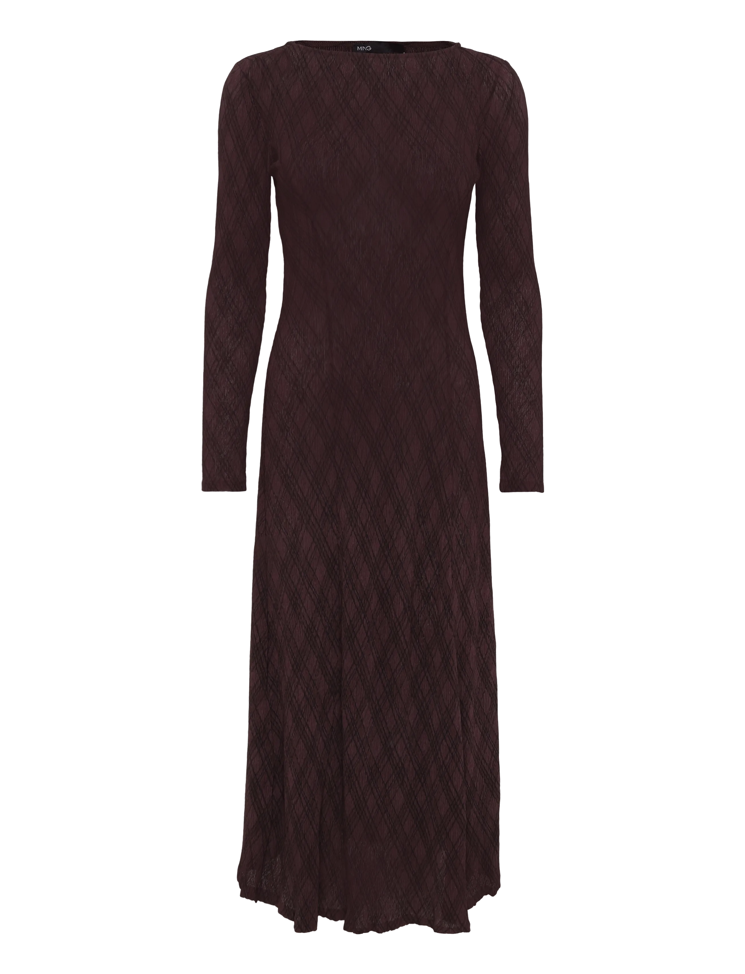 Mango Long-sleeved checked dress - Streetstyle - BROWN / brown