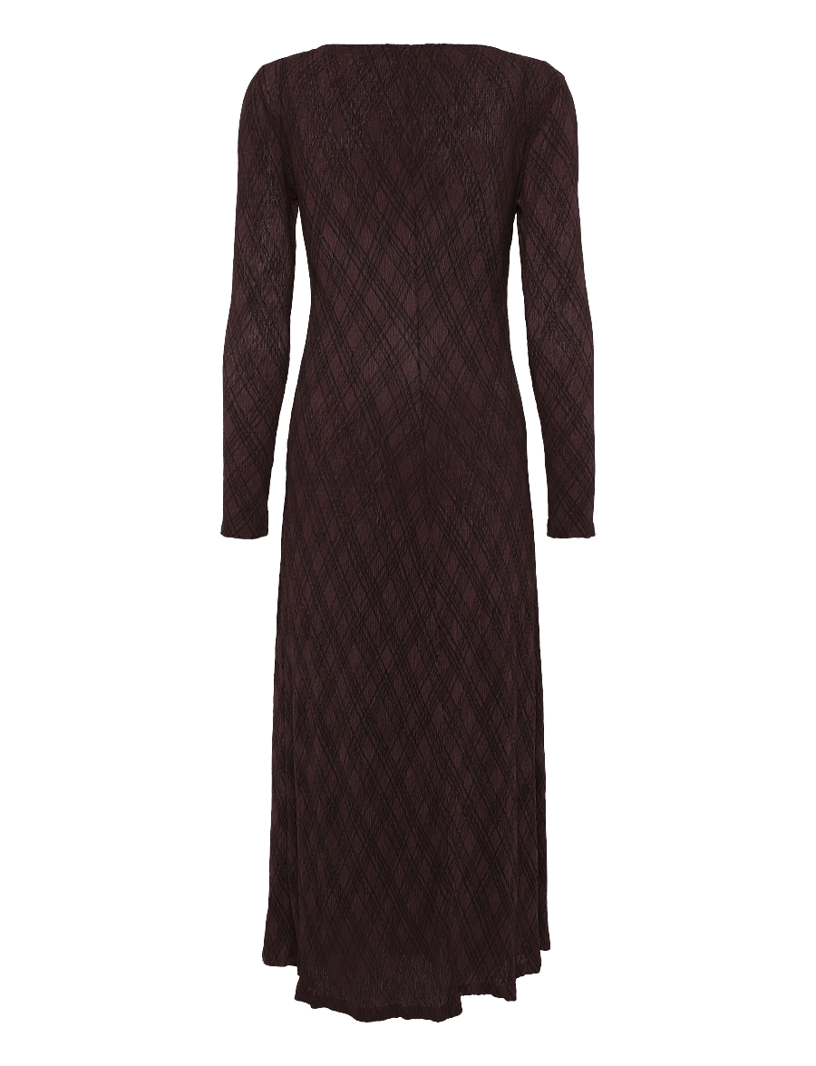 Mango - Long-sleeved checked dress - strikkjoler - brown - 1