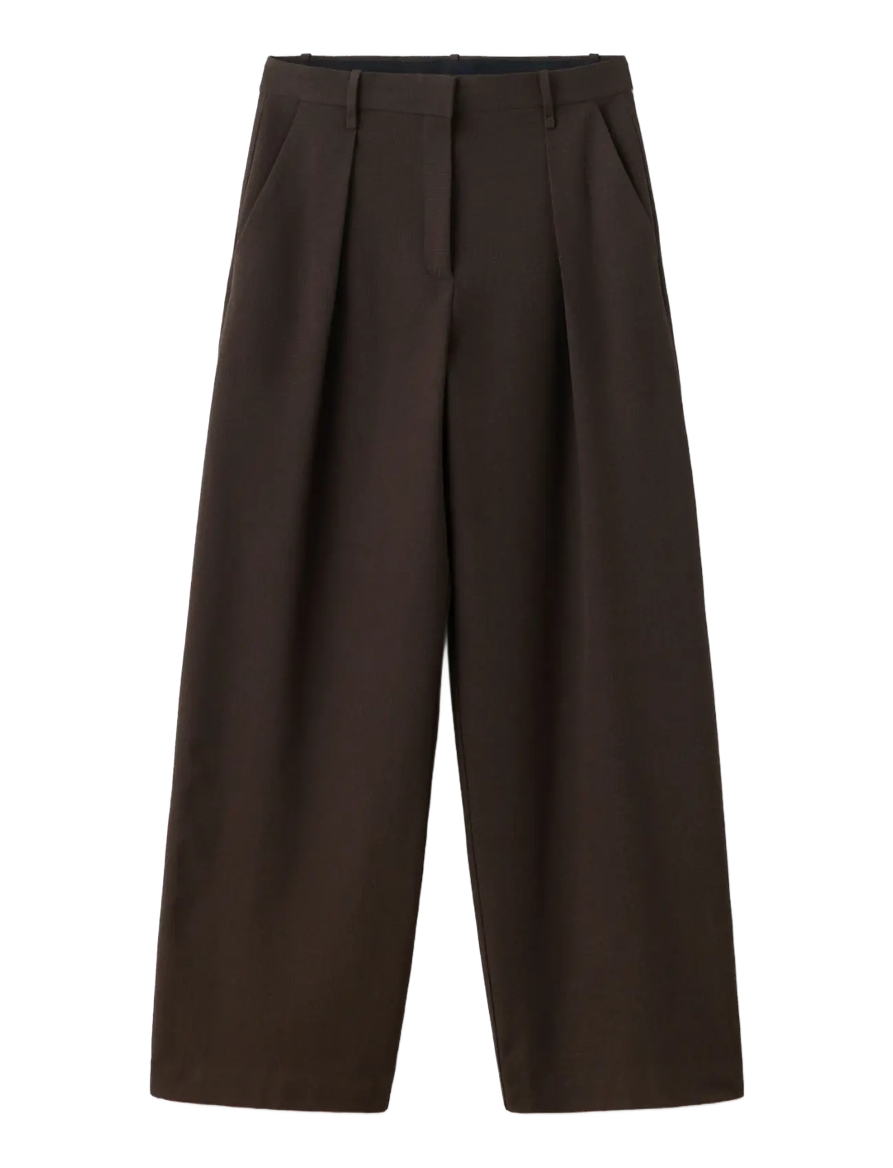 Mango - houndstooth pleated trousers - bukser med brede ben - brown - 1