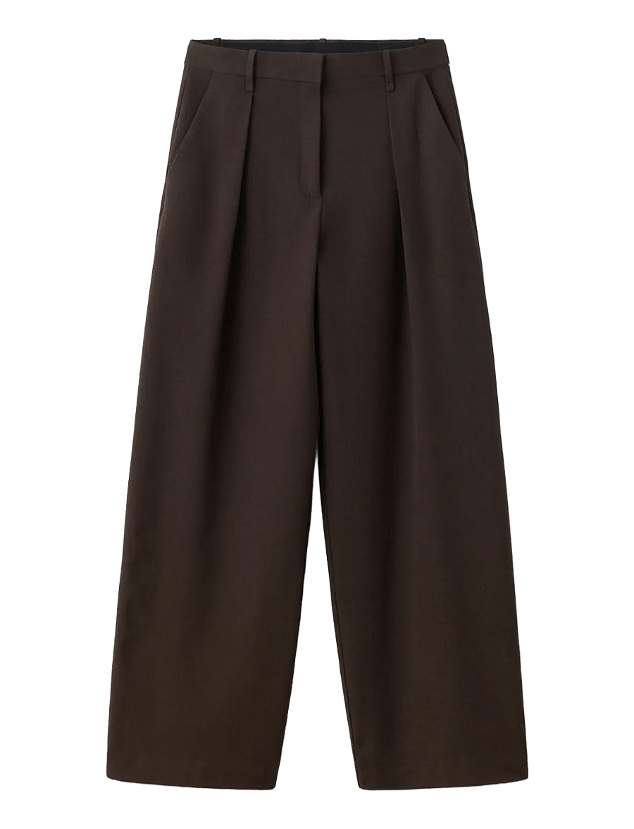 Mango - houndstooth pleated trousers - bukser med brede ben - brown - 1