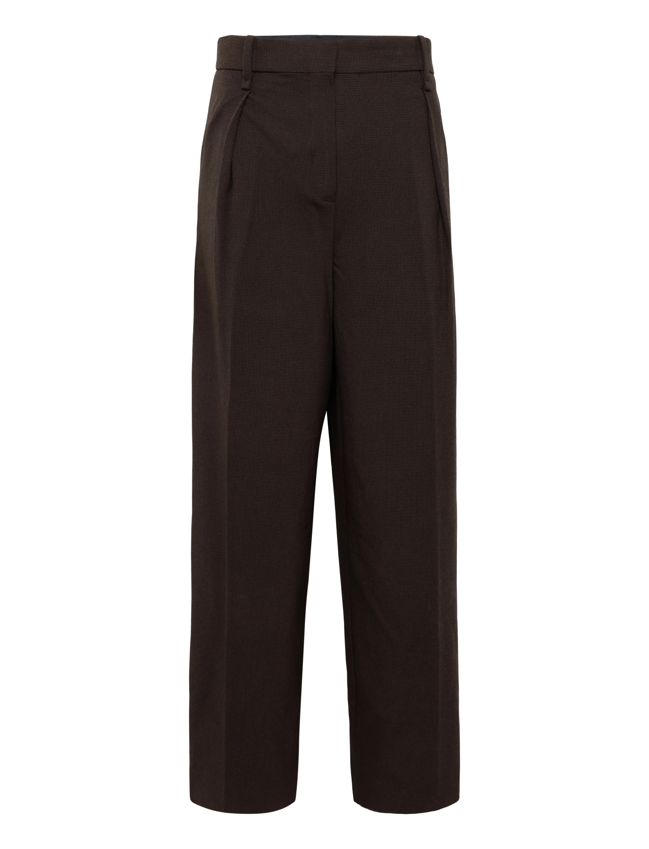 Mango - houndstooth pleated trousers - bukser med brede ben - brown - 1