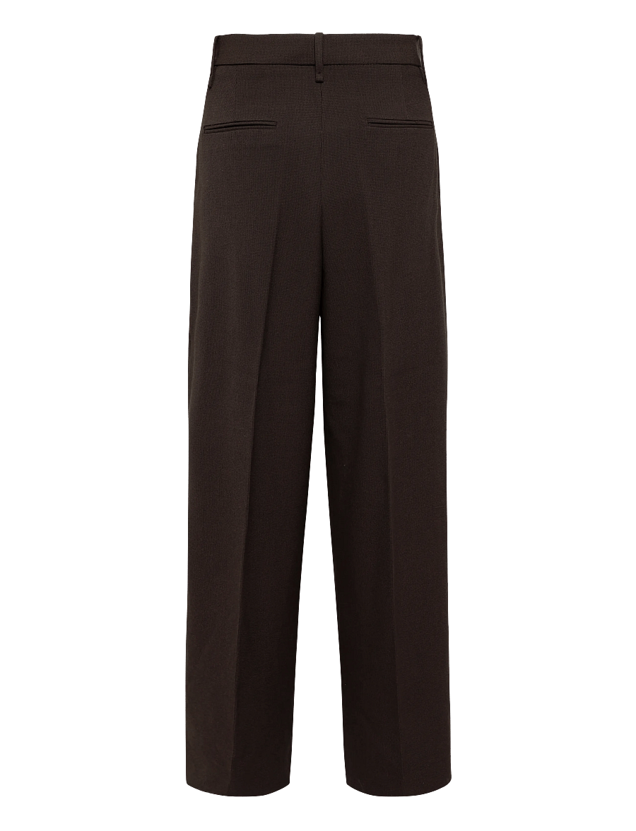 Mango - houndstooth pleated trousers - bukser med brede ben - brown - 2