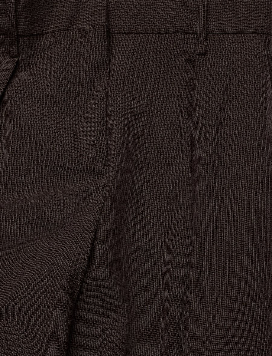 Mango - houndstooth pleated trousers - bukser med brede ben - brown - 4