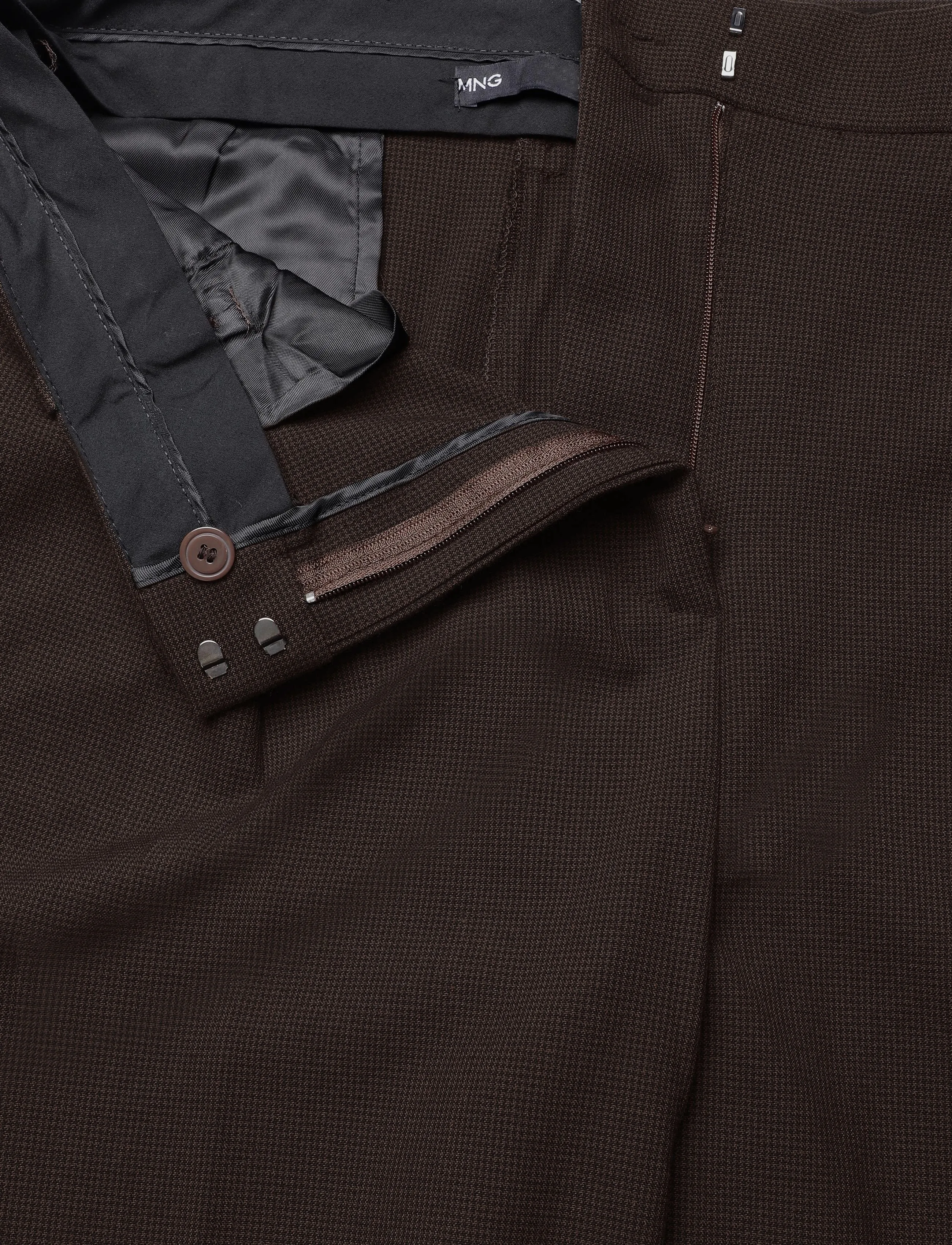 Mango - houndstooth pleated trousers - bukser med brede ben - brown - 5