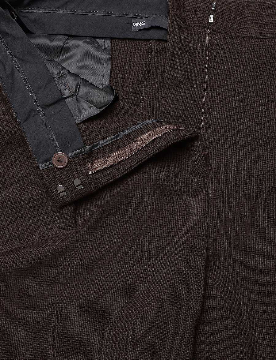 Mango - houndstooth pleated trousers - bukser med brede ben - brown - 5
