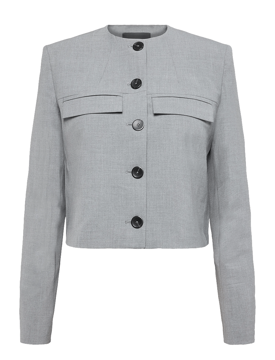 Mango - Straight jacket with flap pockets - korta kavajer - grey - 0