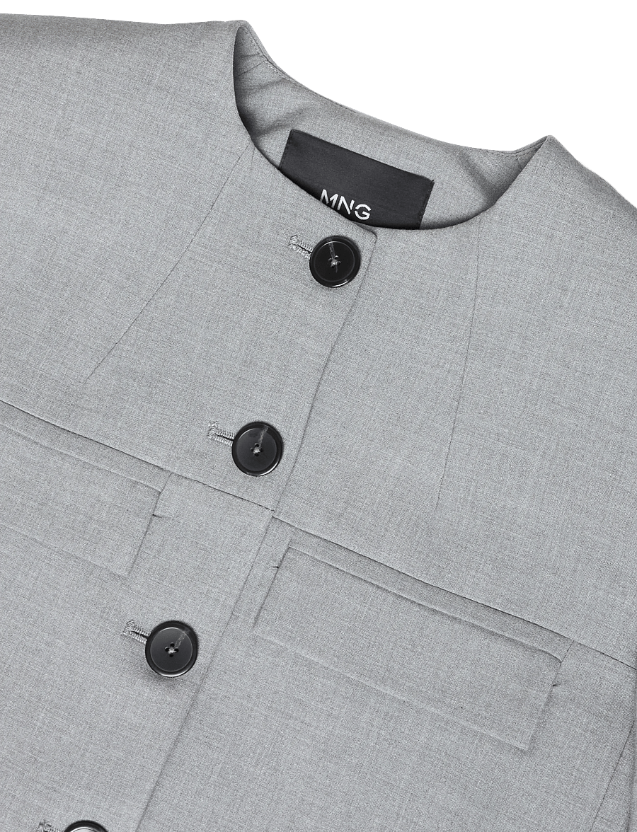 Mango - Straight jacket with flap pockets - korta kavajer - grey - 2