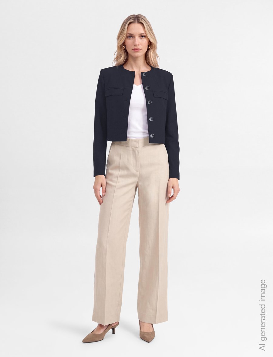 Mango - Straight jacket with flap pockets - korte blazere - navy - 0