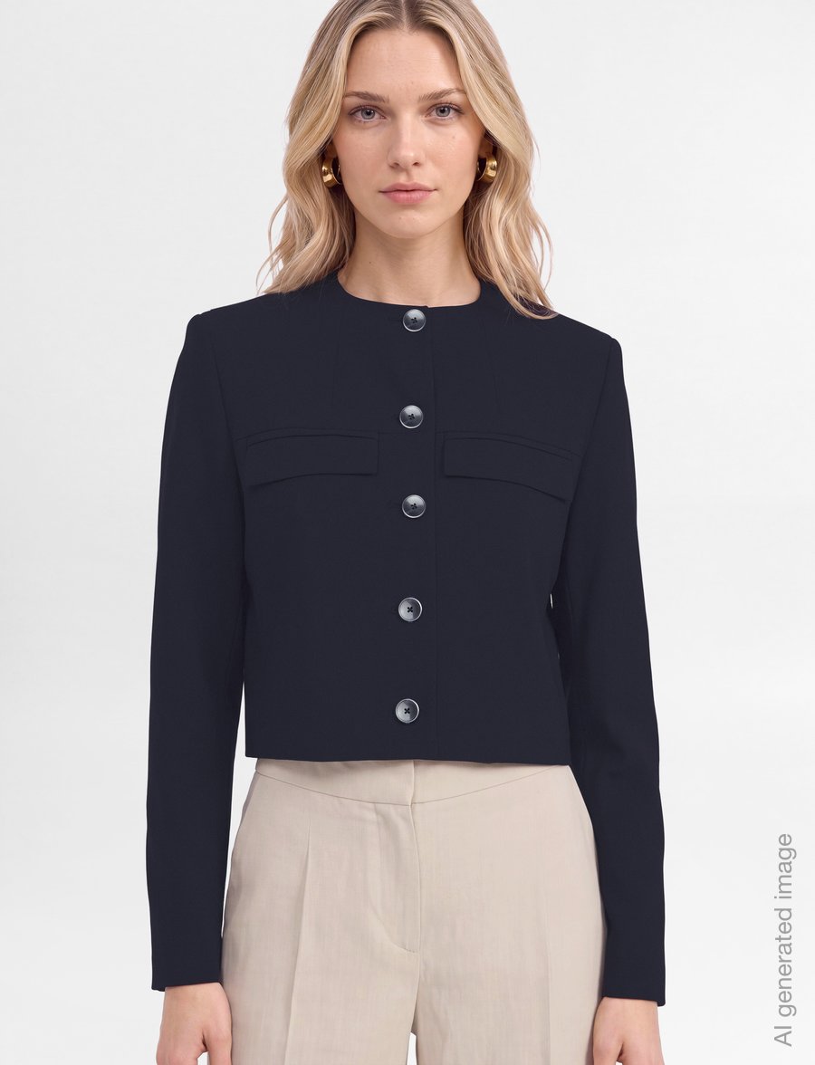 Mango - Straight jacket with flap pockets - korte blazere - navy - 3
