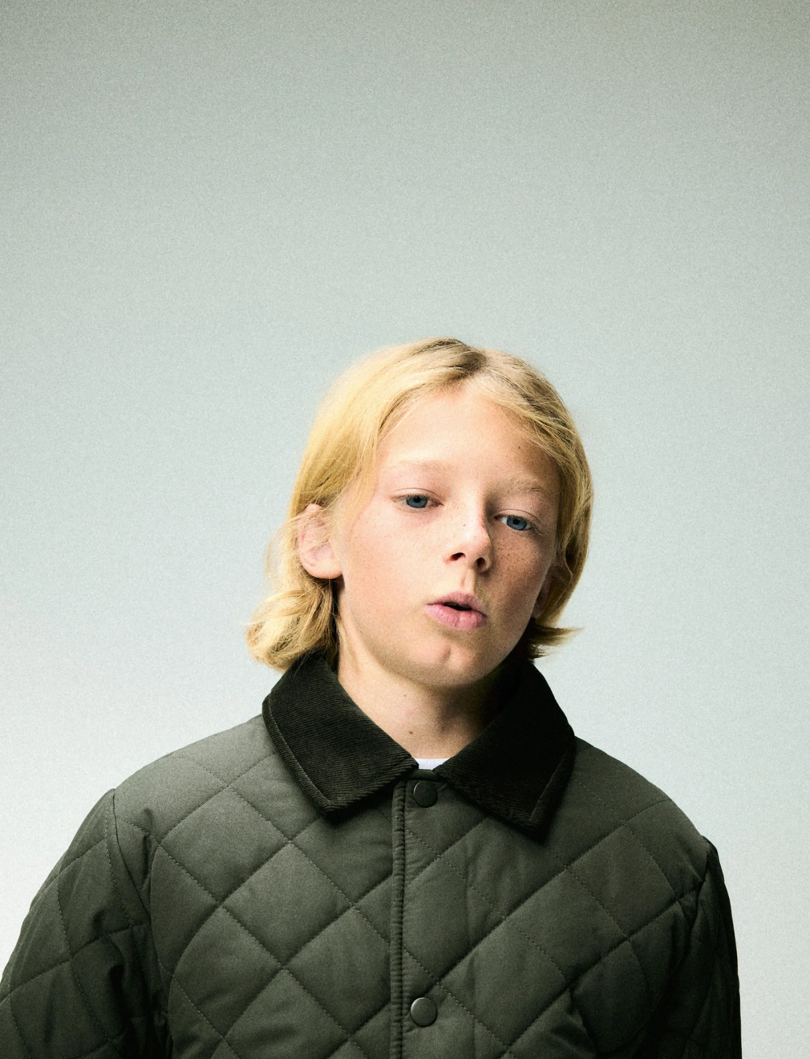Mango Quilted Jacket With Corduroy Collar, 12, Jackets & Coats, Khakigrün - Jackets, Kinder