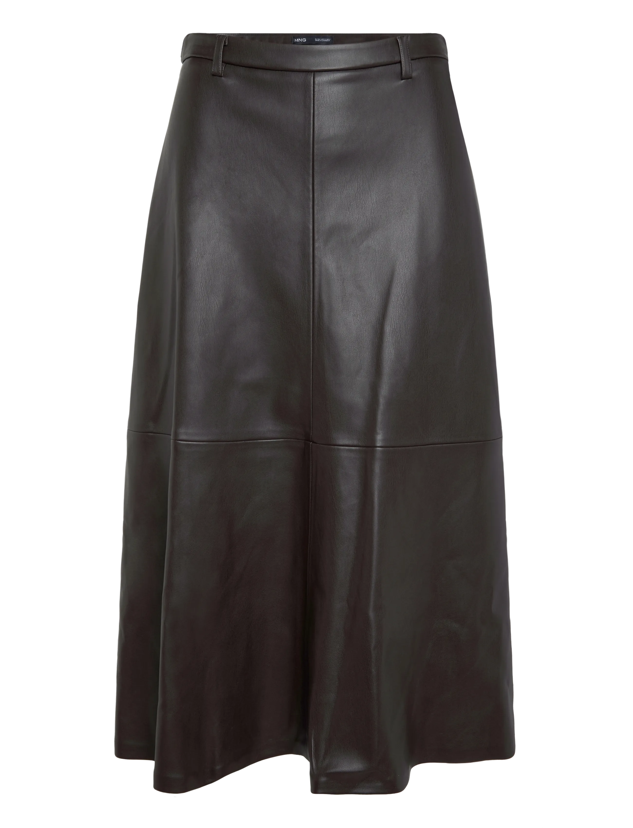 Mango Faux leather A-line skirt - Nederdele - DARK BROWN / brown