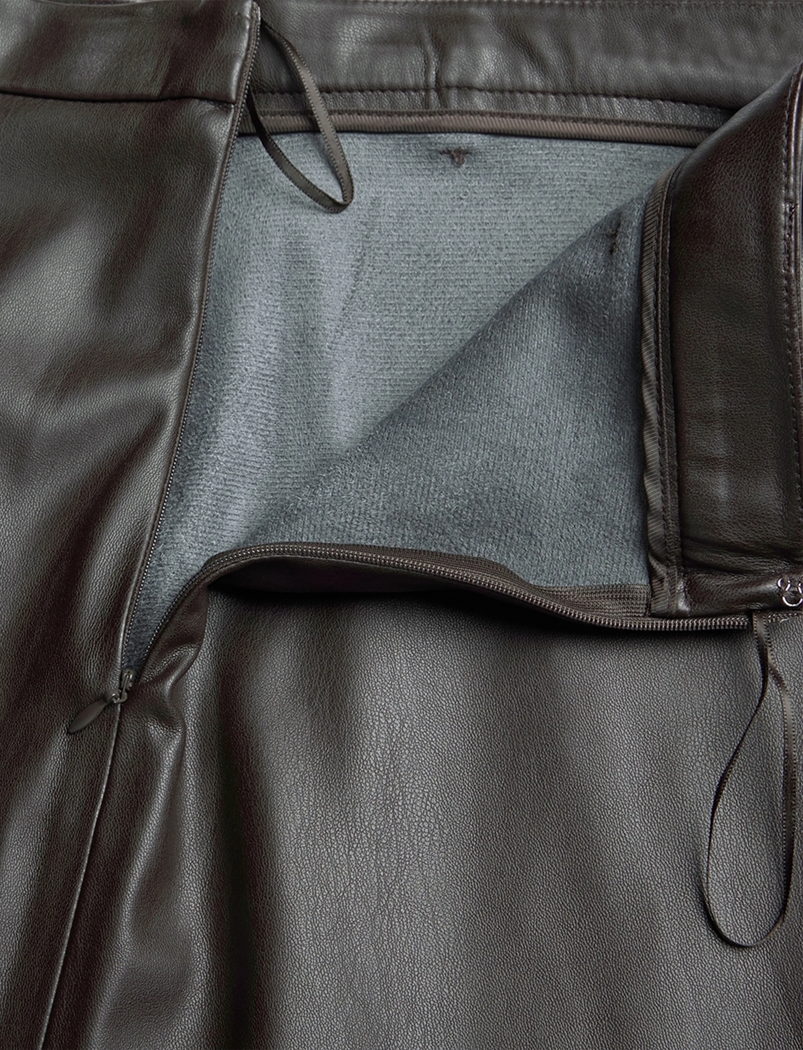 Mango - Faux leather A-line skirt - dark brown - 2