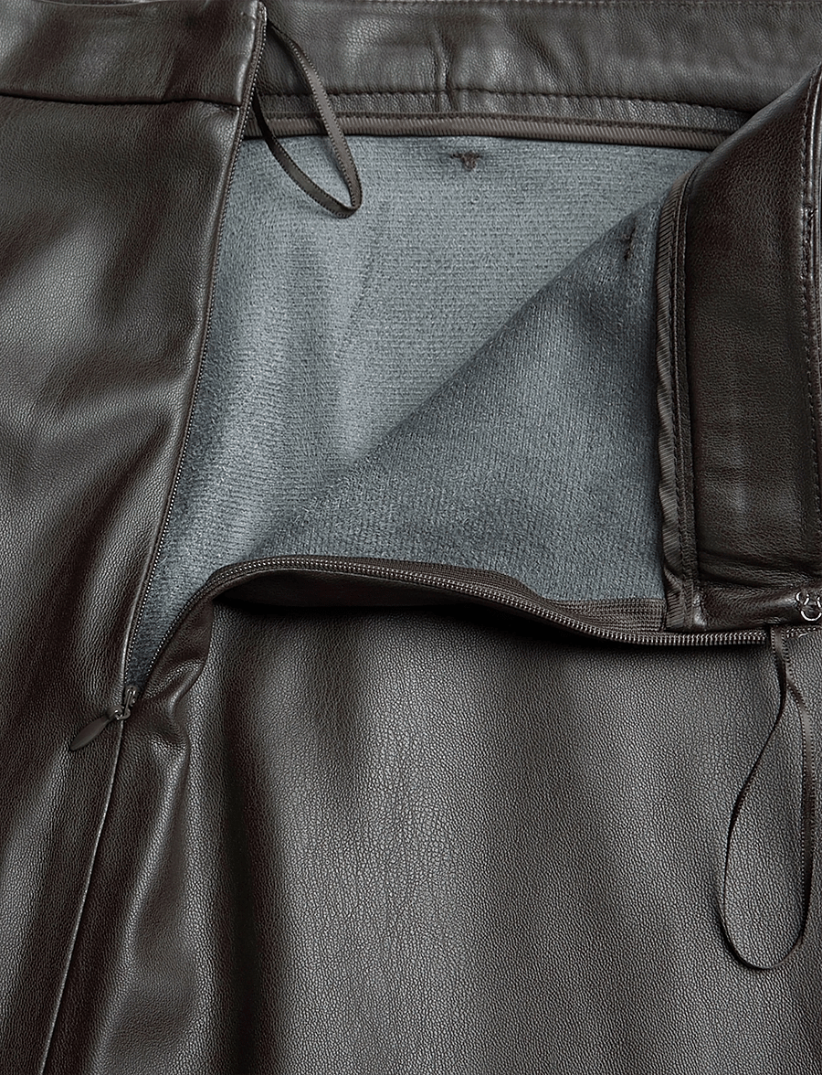 Mango - Faux leather A-line skirt - midi kjolar - dark brown - 4
