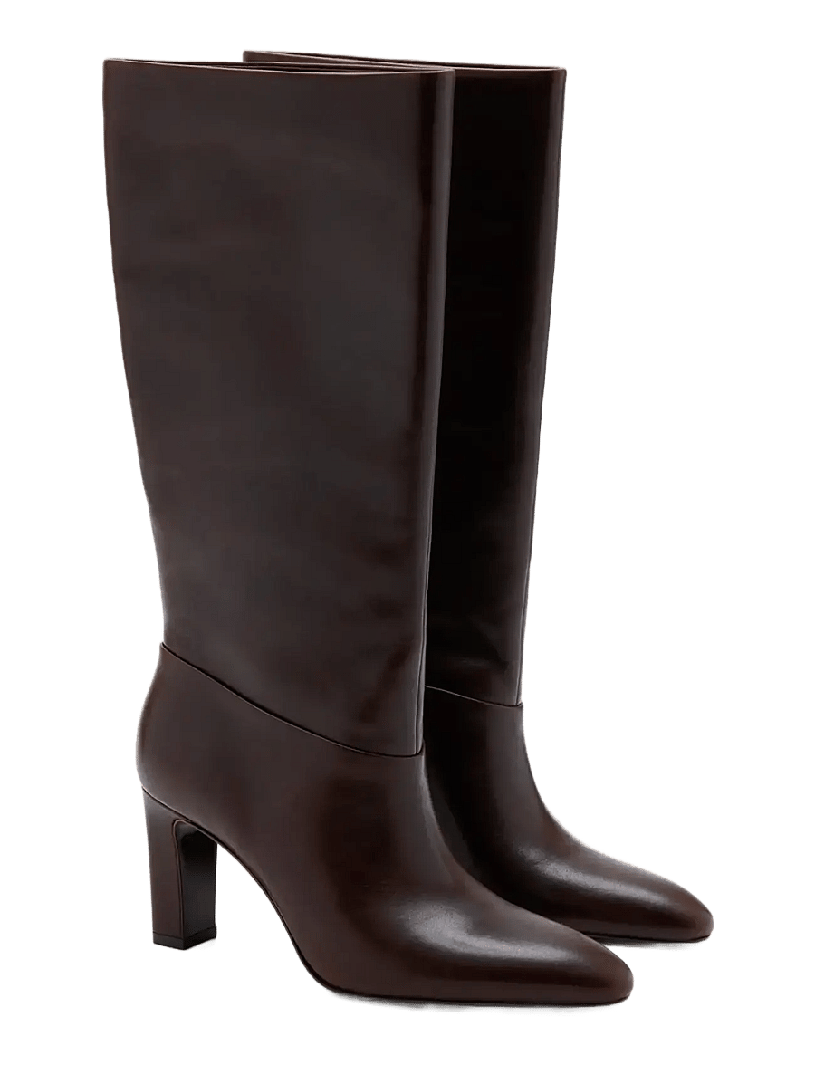 Mango - Leather heeled boots - langskaftede støvler - dark red - 1