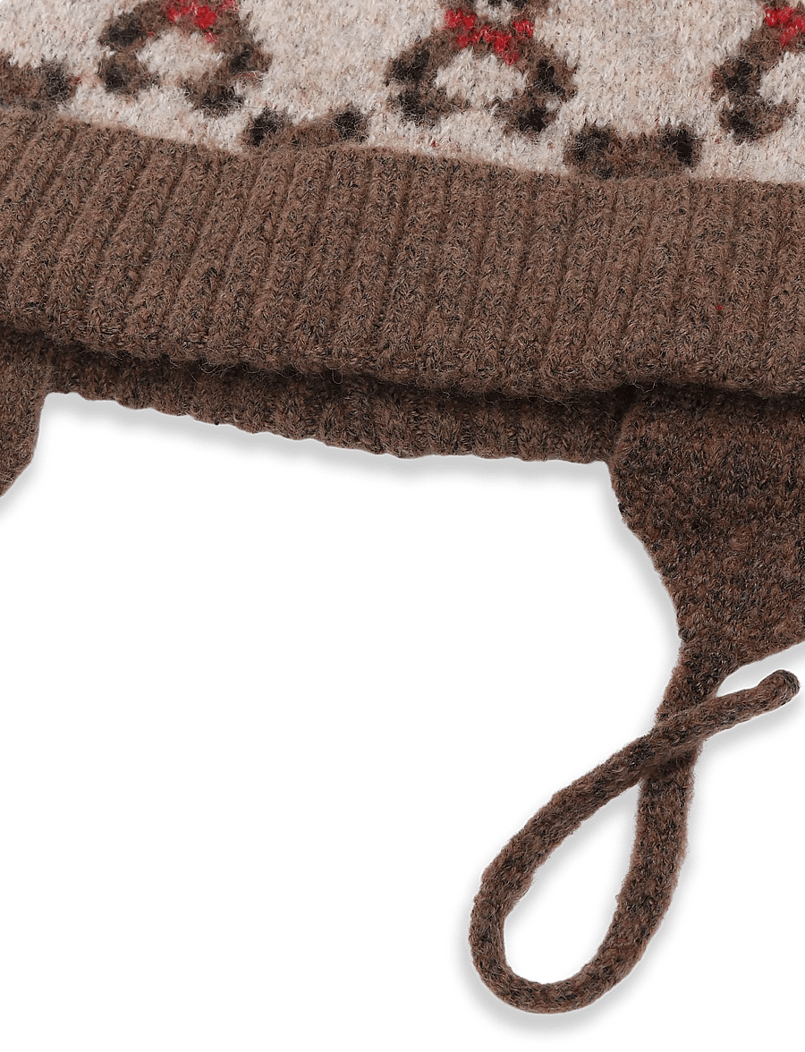 Mango - Knitted hat with bears - babyhuer - medium brown - 2
