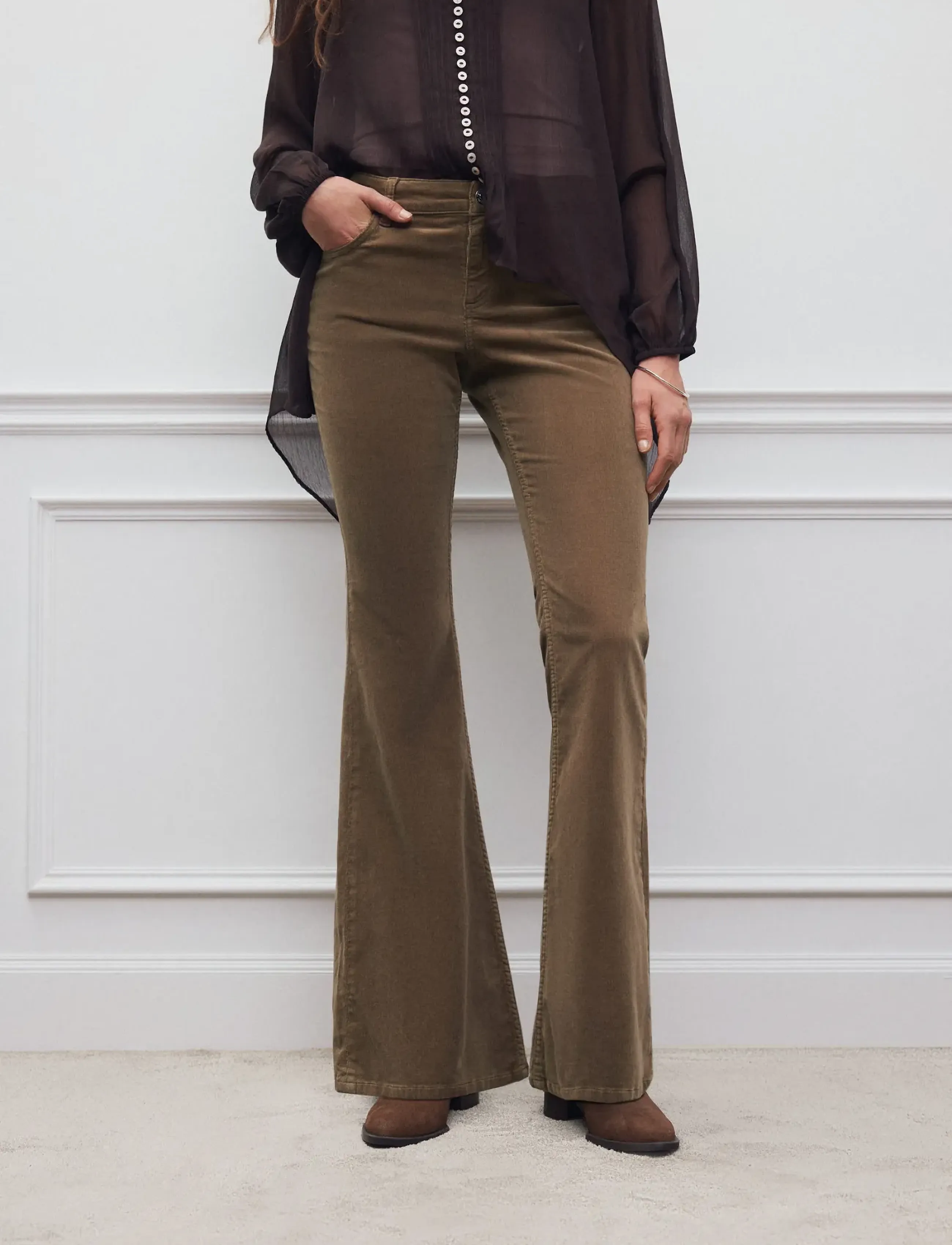 Mango Flared corduroy trousers - Nederdelar - MEDIUM BROWN / brown