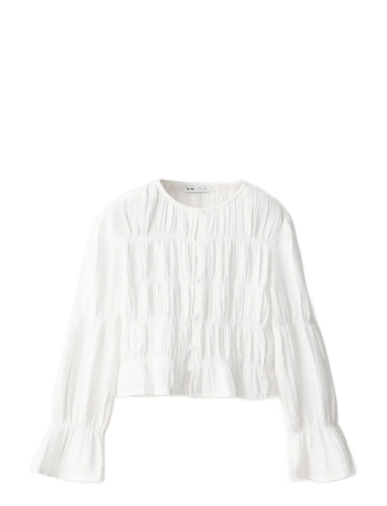 Mango Gathered cotton shirt - Skjorter - WHITE / white