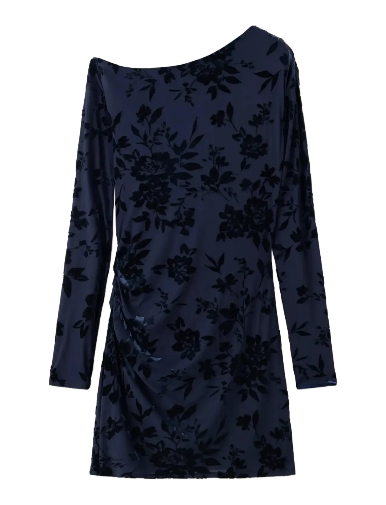 Mango Devoré dress with an asymmetrical neckline - Cocktail-mekot - NAVY / navy