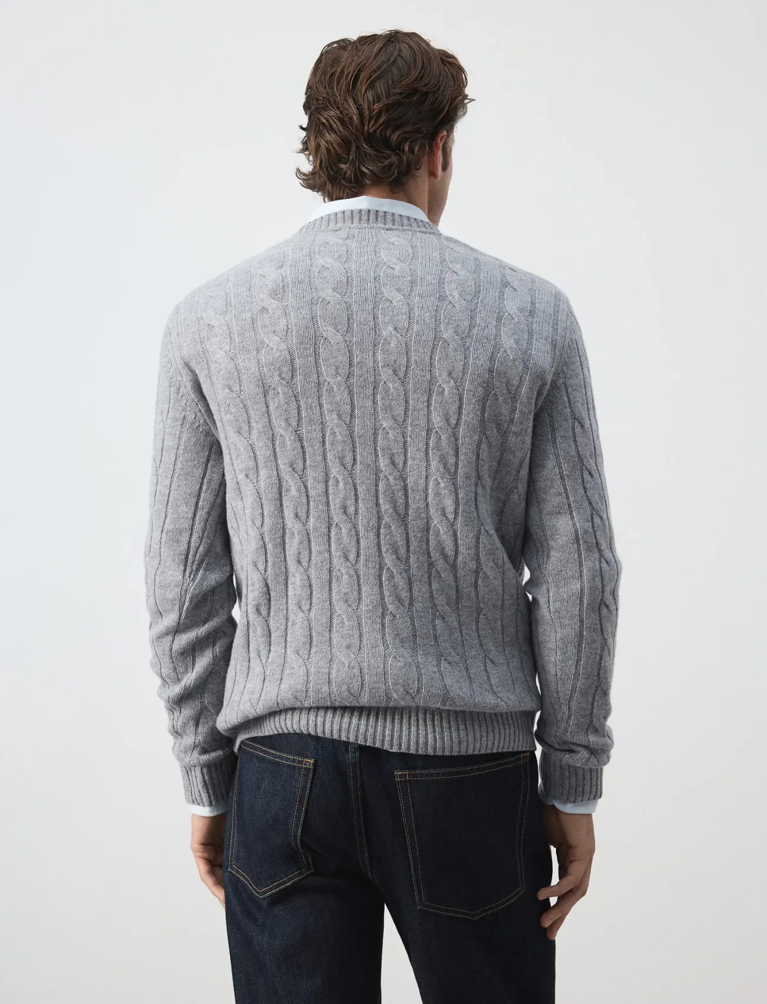 Mango - 100% wool cable-knit jumper - rund hals - medium grey - 2
