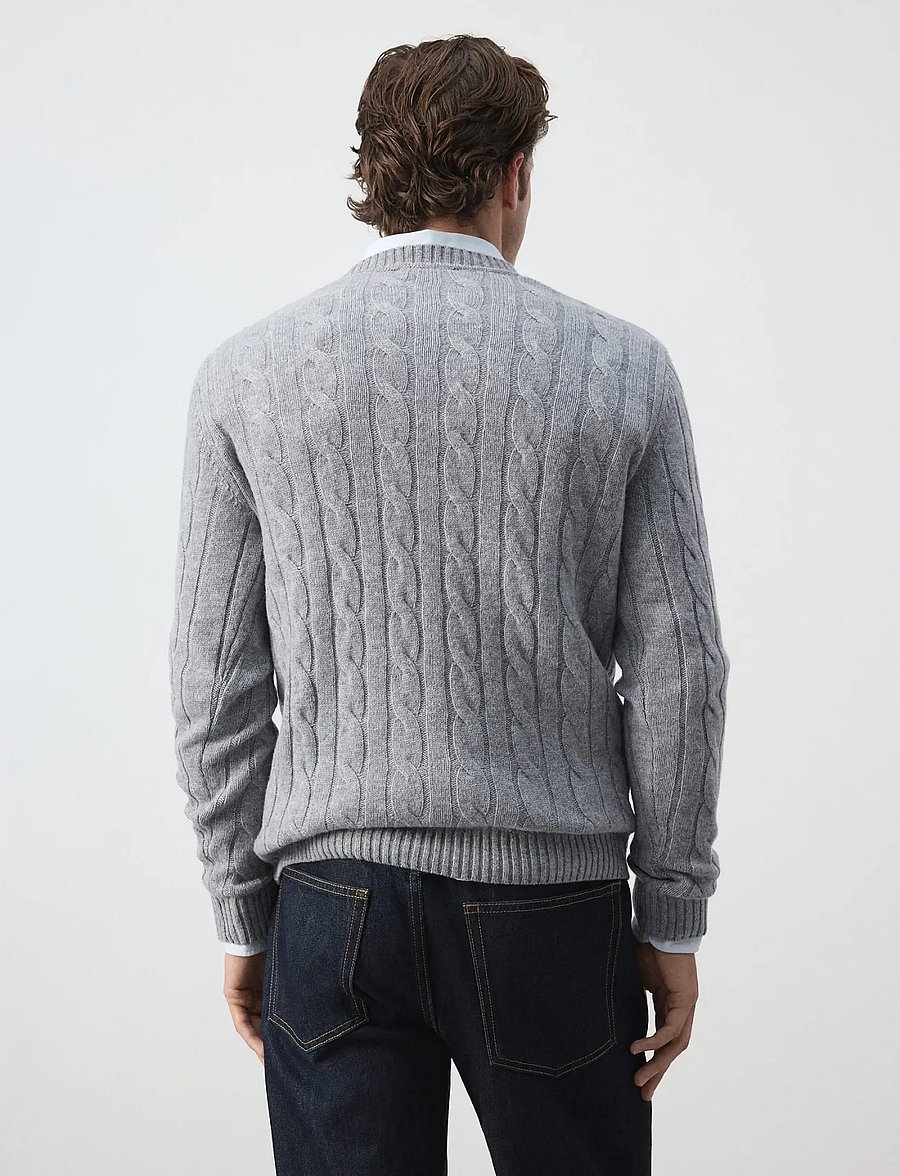 Mango - 100% wool cable-knit jumper - rund hals - medium grey - 2
