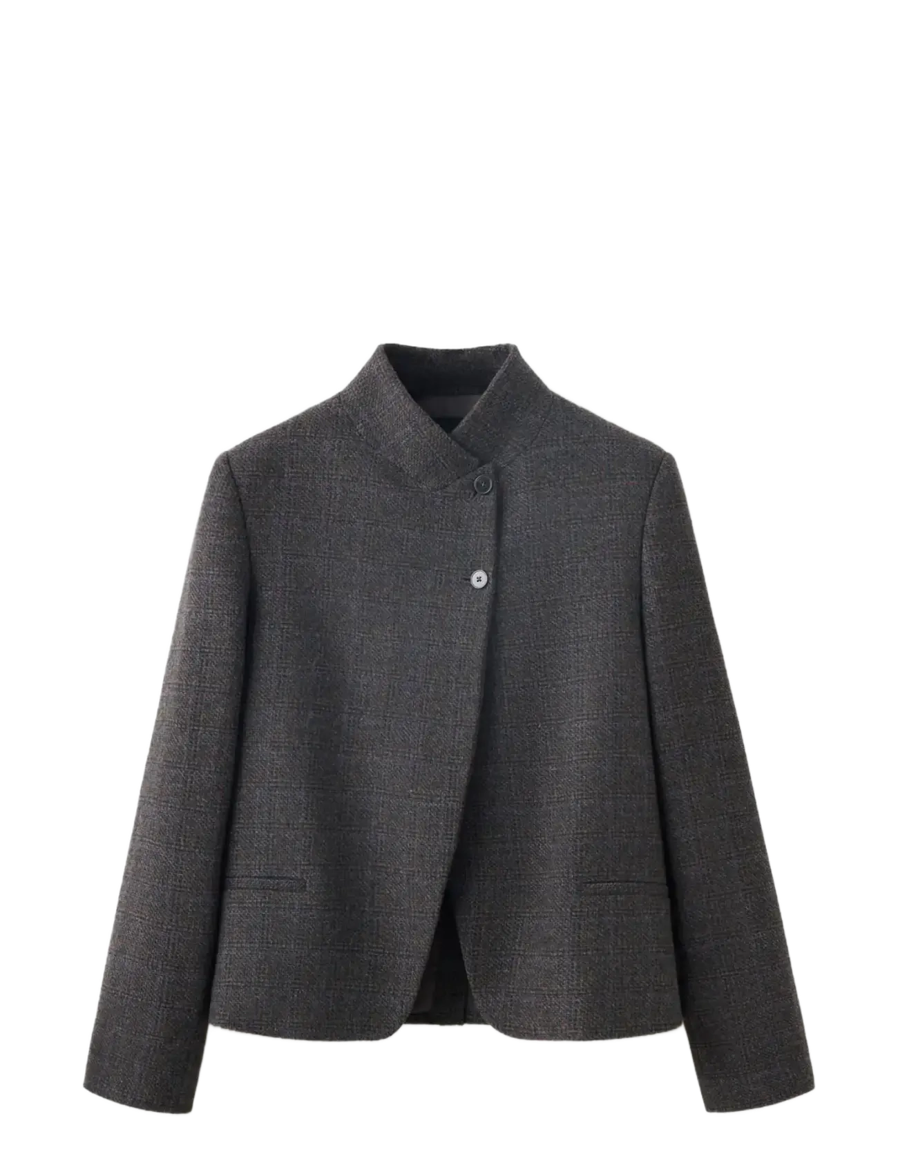 Mango - Wool blazer with a high collar - korta kavajer - grey - 1