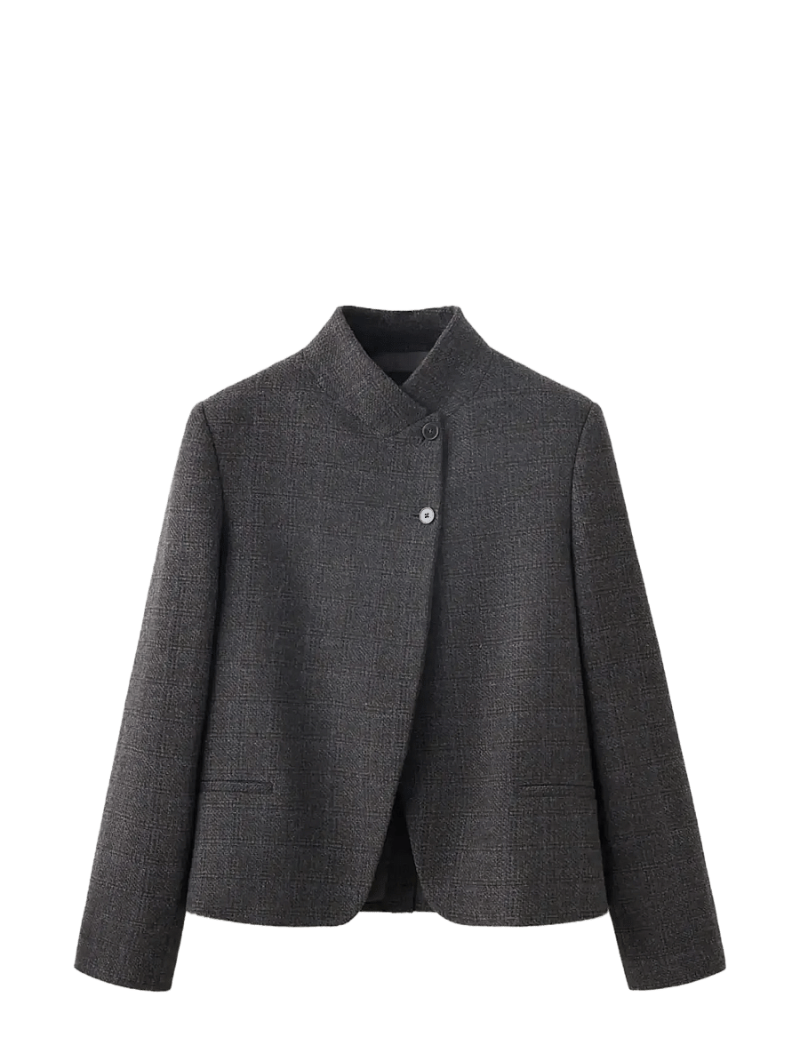 Mango - Wool blazer with a high collar - korta kavajer - grey - 1