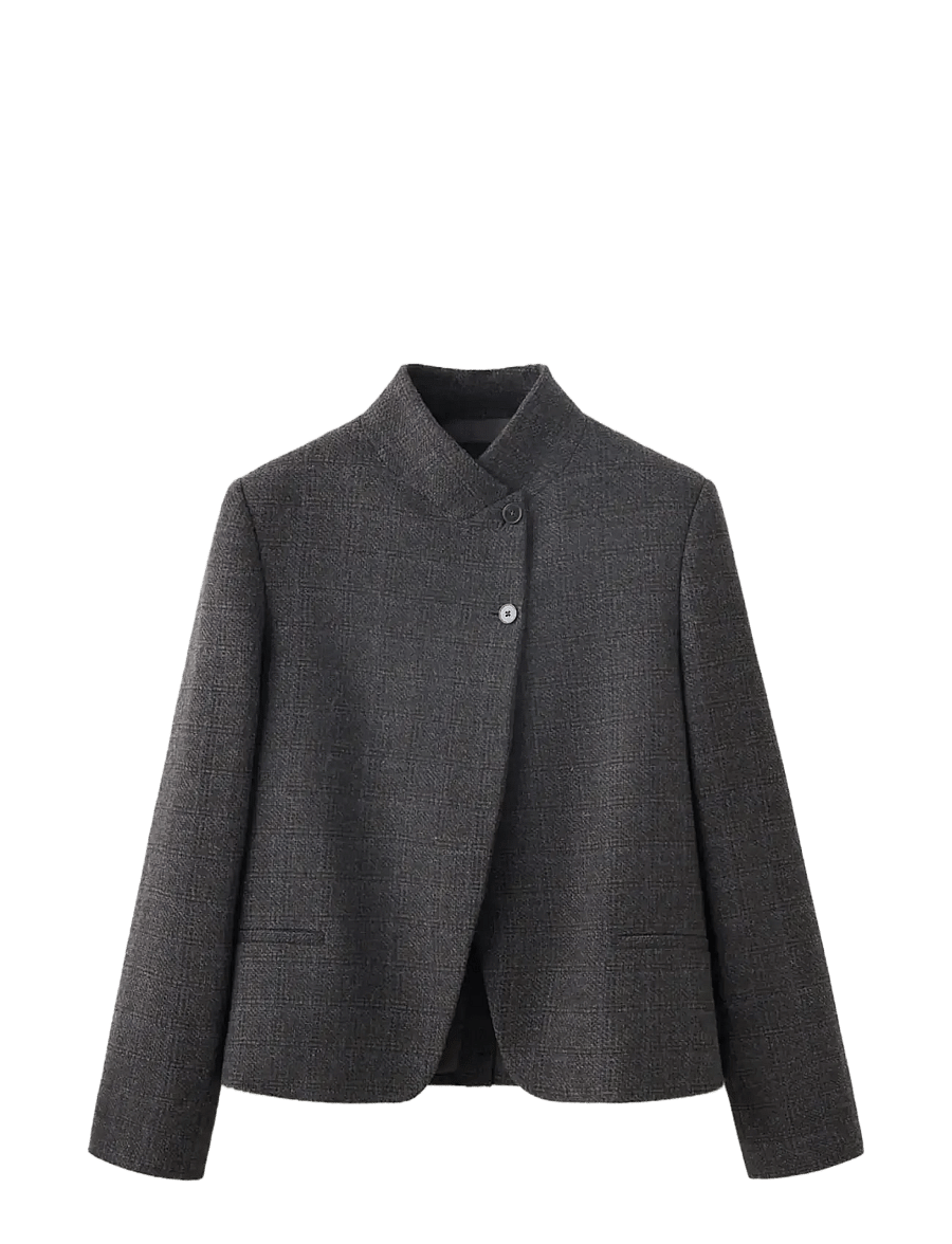 Mango - Wool blazer with a high collar - korta kavajer - grey - 2