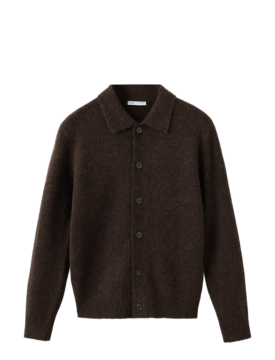 Mango - Alpaca wool-blend cardigan - cardigans - dark brown - 0