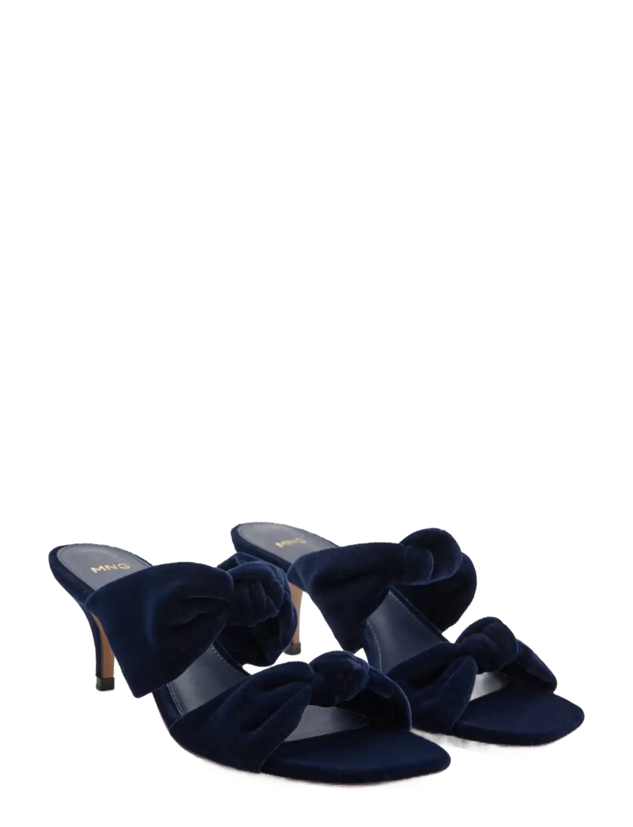 Mango - Velvet knot-heeled sandal - slingbacks med hæle - dark blue - 1