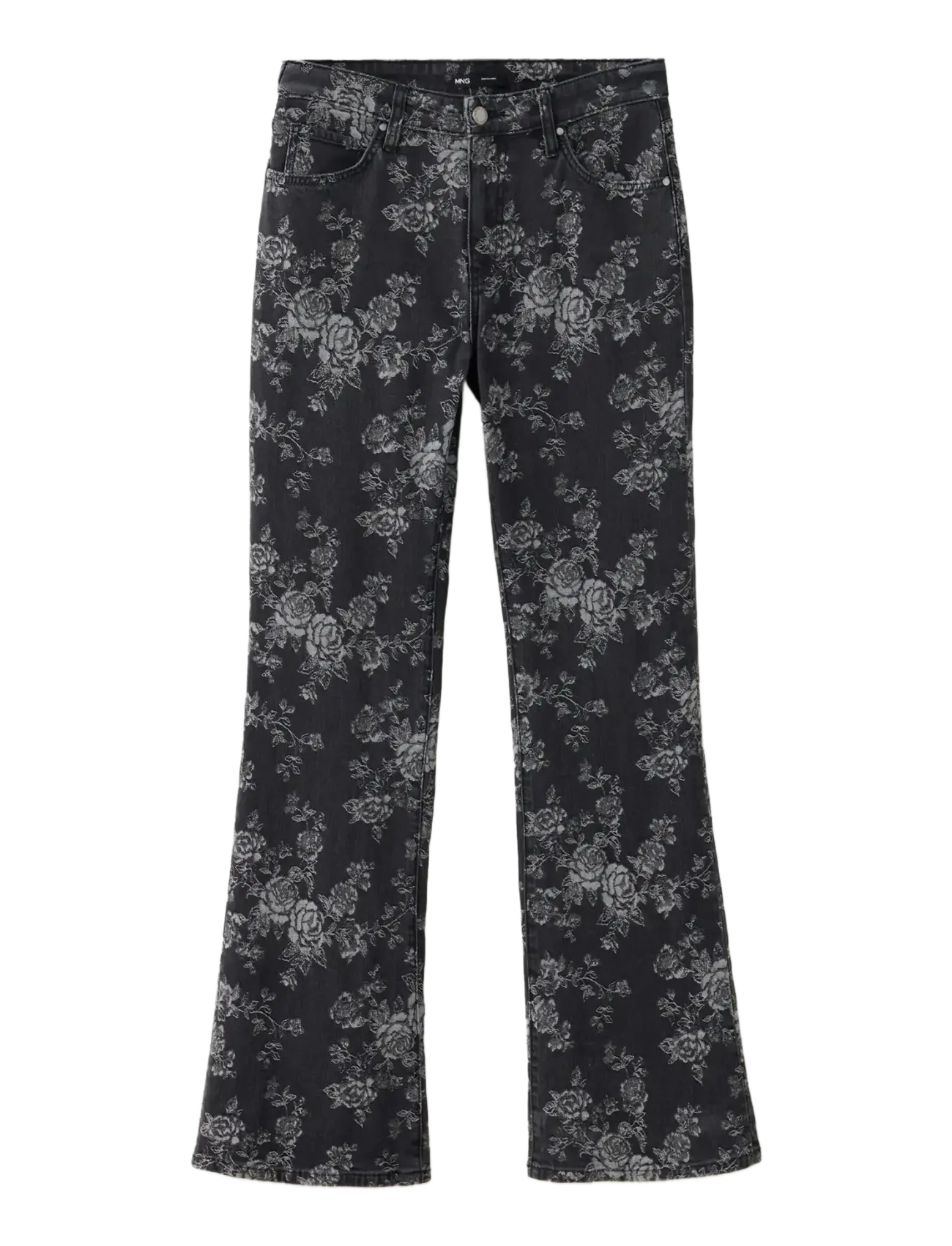 Mango - Floral print flared jeans - utsvängda jeans - open grey - 1