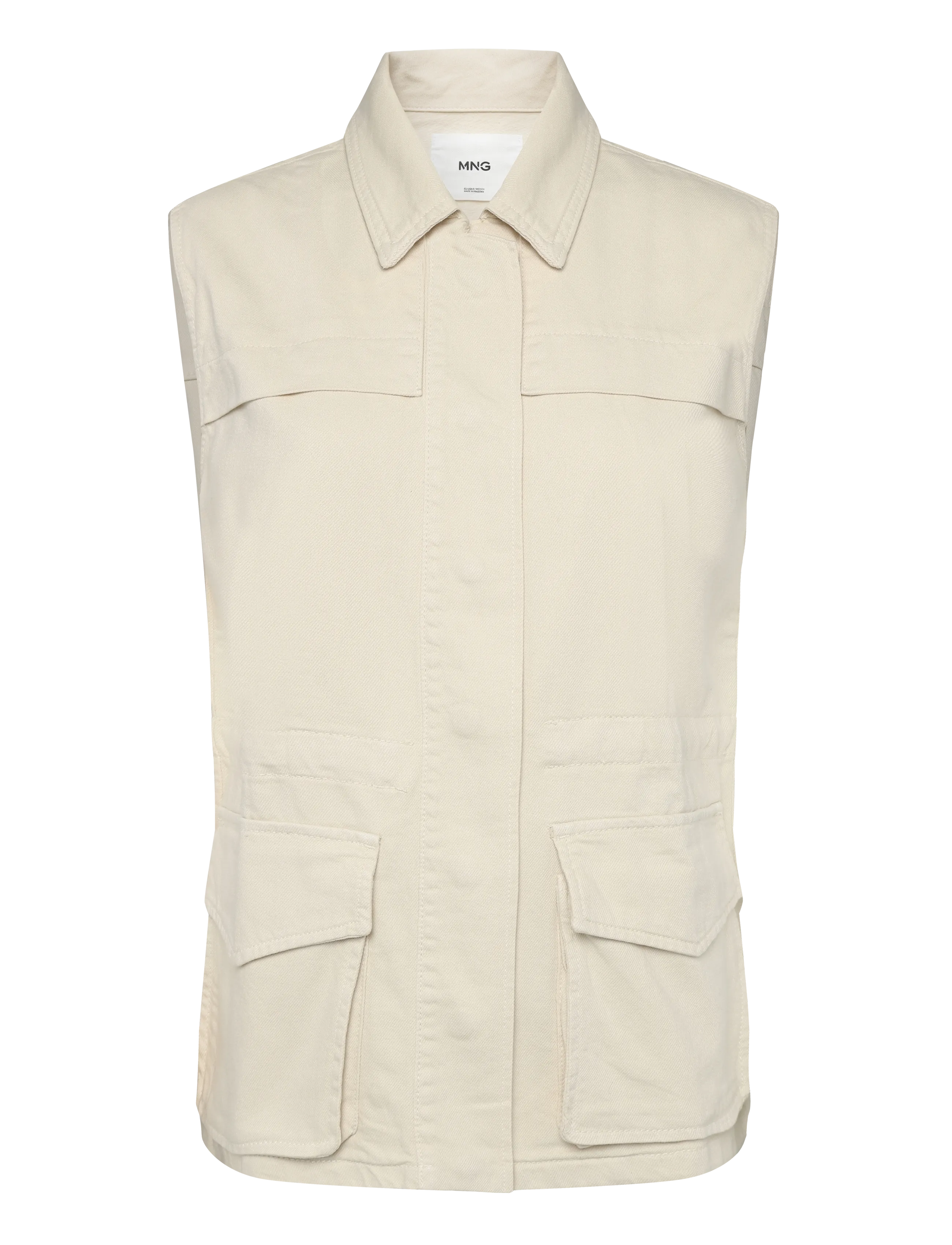Mango Oversized denim gilet - Västar - LIGHT BEIGE / beige