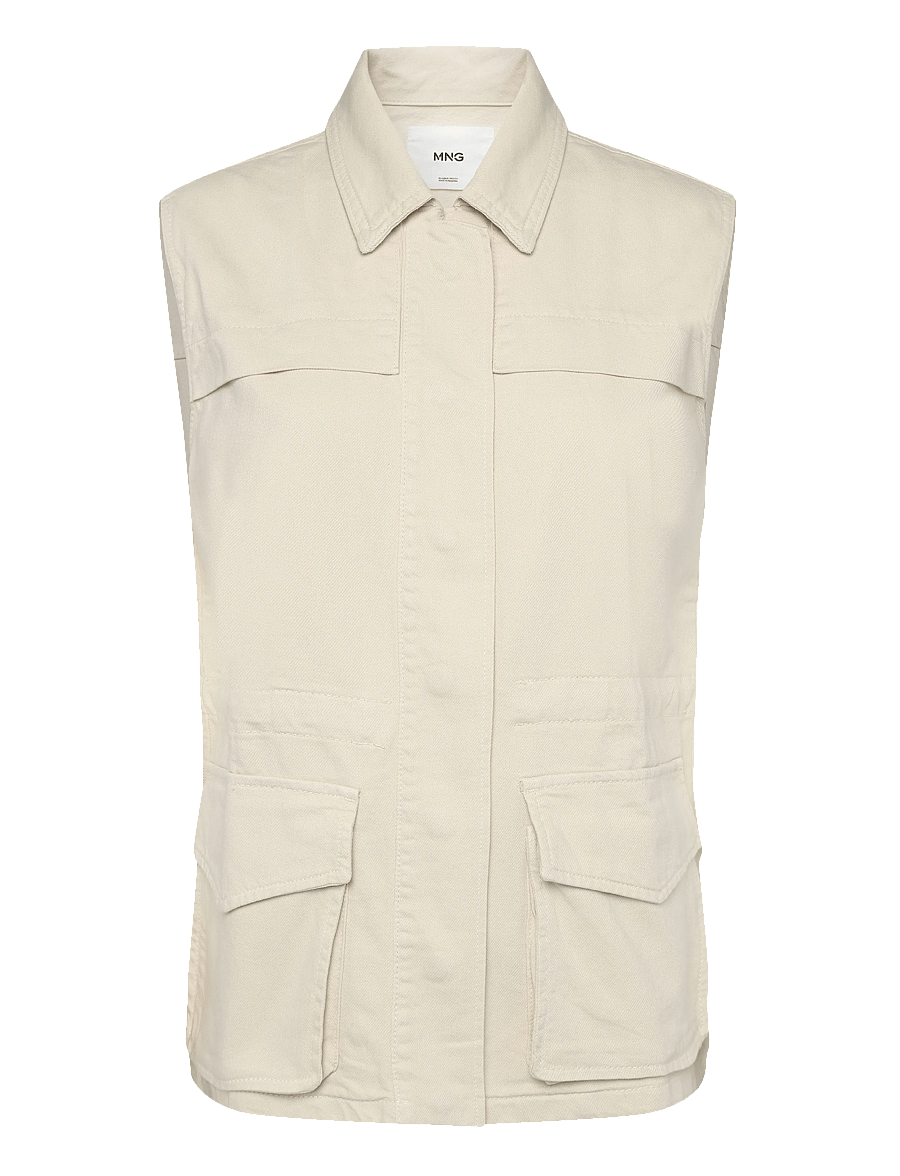 Mango - Oversized denim gilet - jeansvästar - light beige - 1