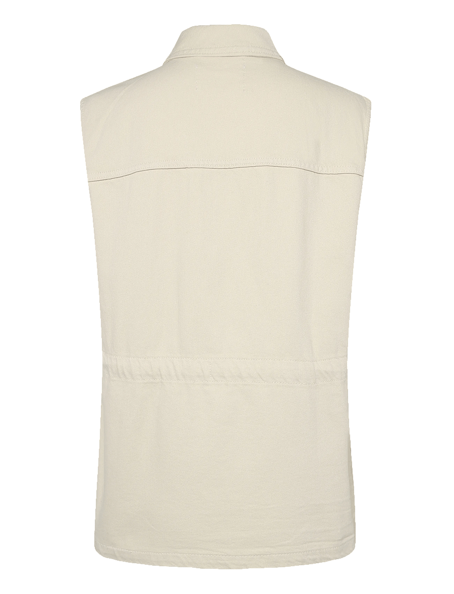 Mango - Oversized denim gilet - jeansvästar - light beige - 2