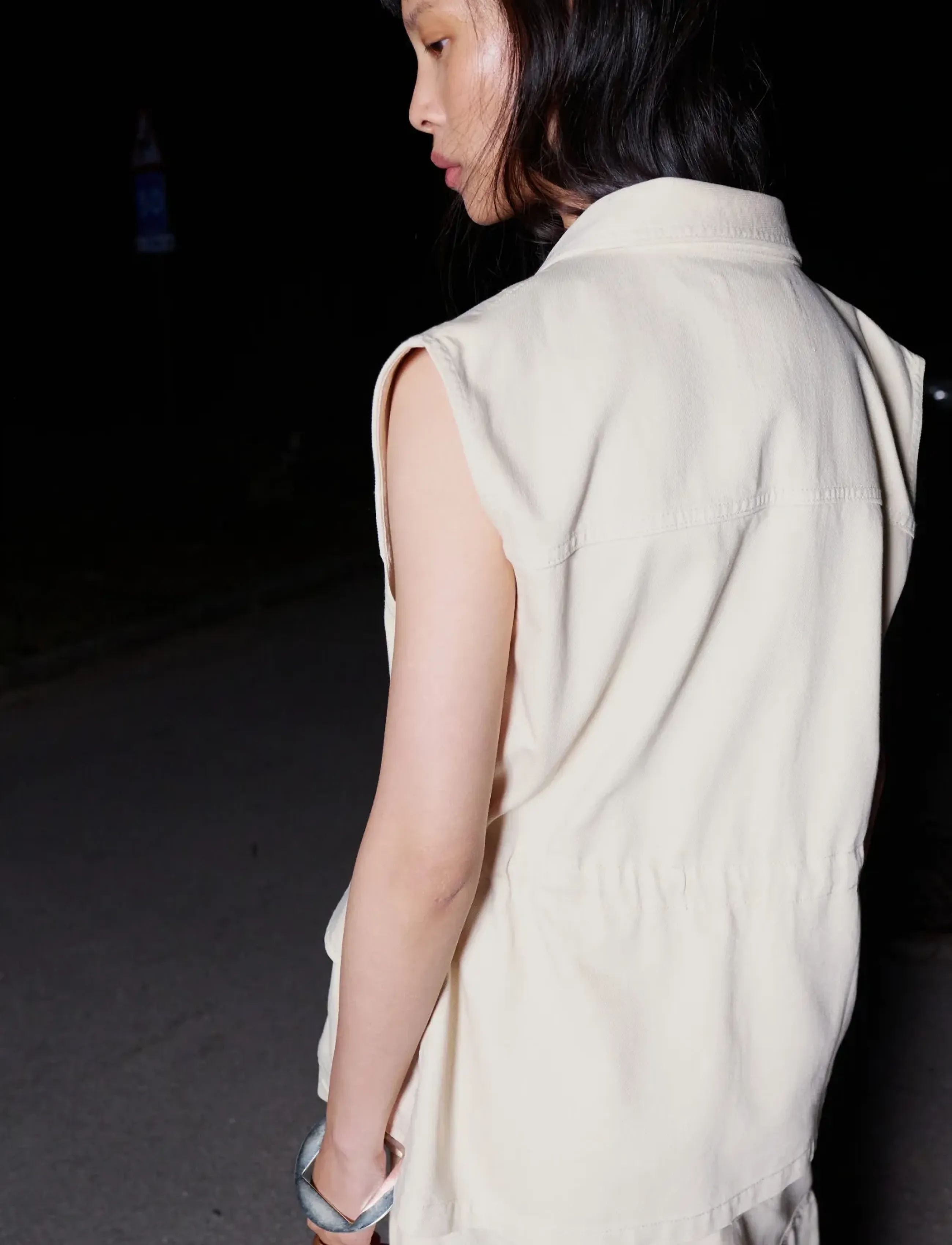 Mango - Oversized denim gilet - jeansvästar - light beige - 3
