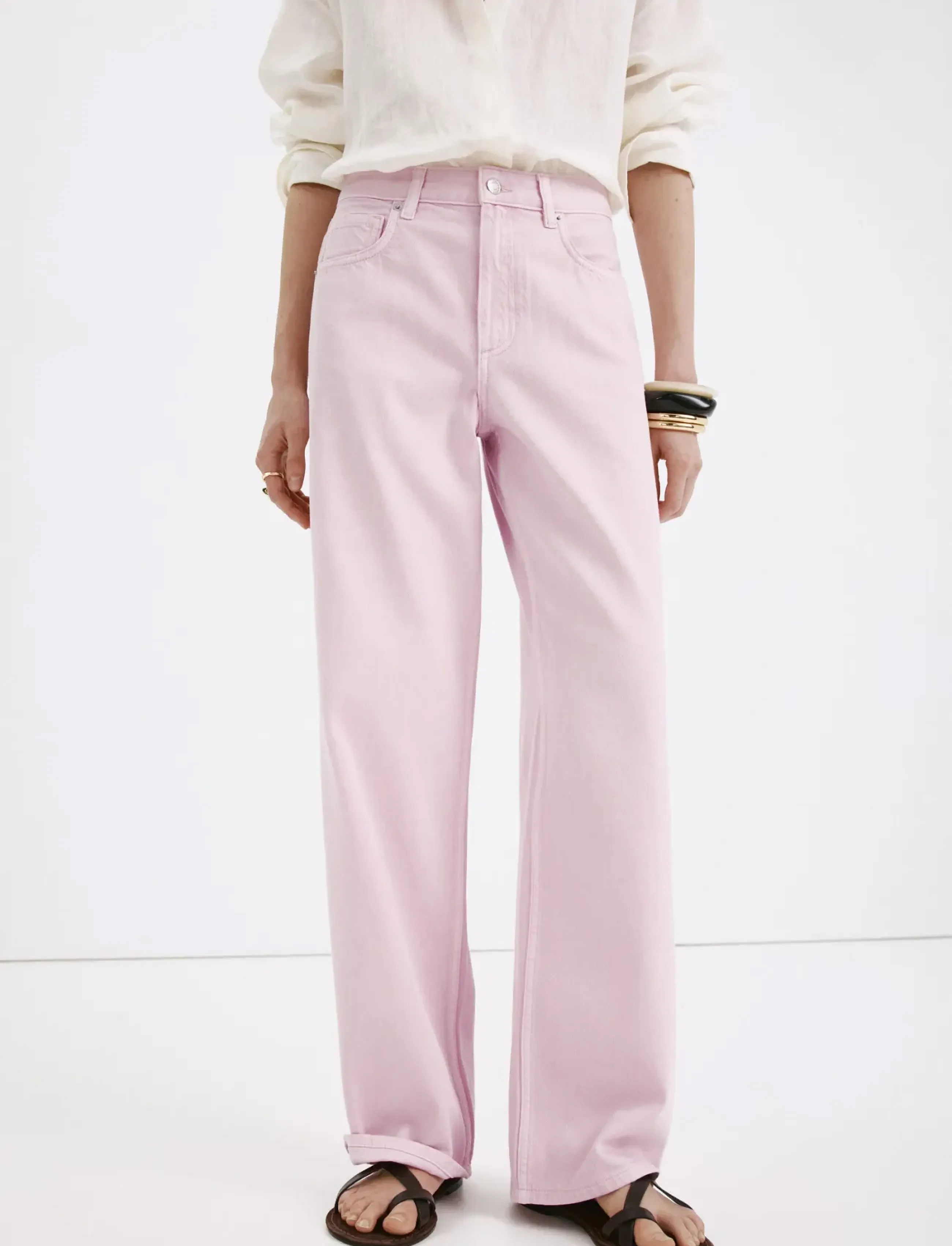 Mango Straight Low-Waist Jeans, 40, Pink, Jeans > Lige-Almindelige, Dame