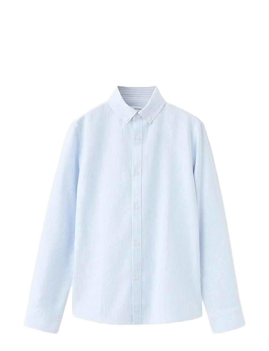 Mango - Striped Oxford shirt - långärmade skjortor - lt-pastel blue - 0