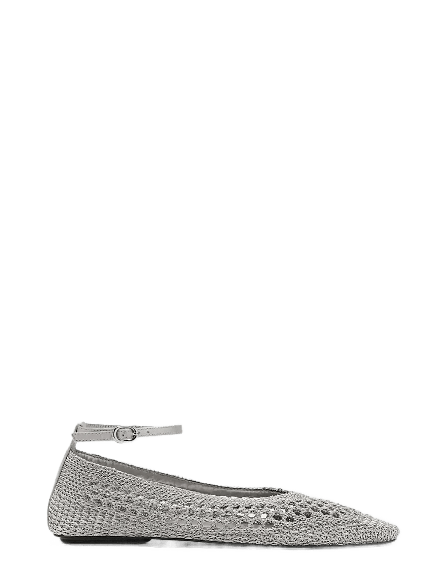 Mango - Crochet ankle strap ballerinas - speciella tillfällen - silver - 0