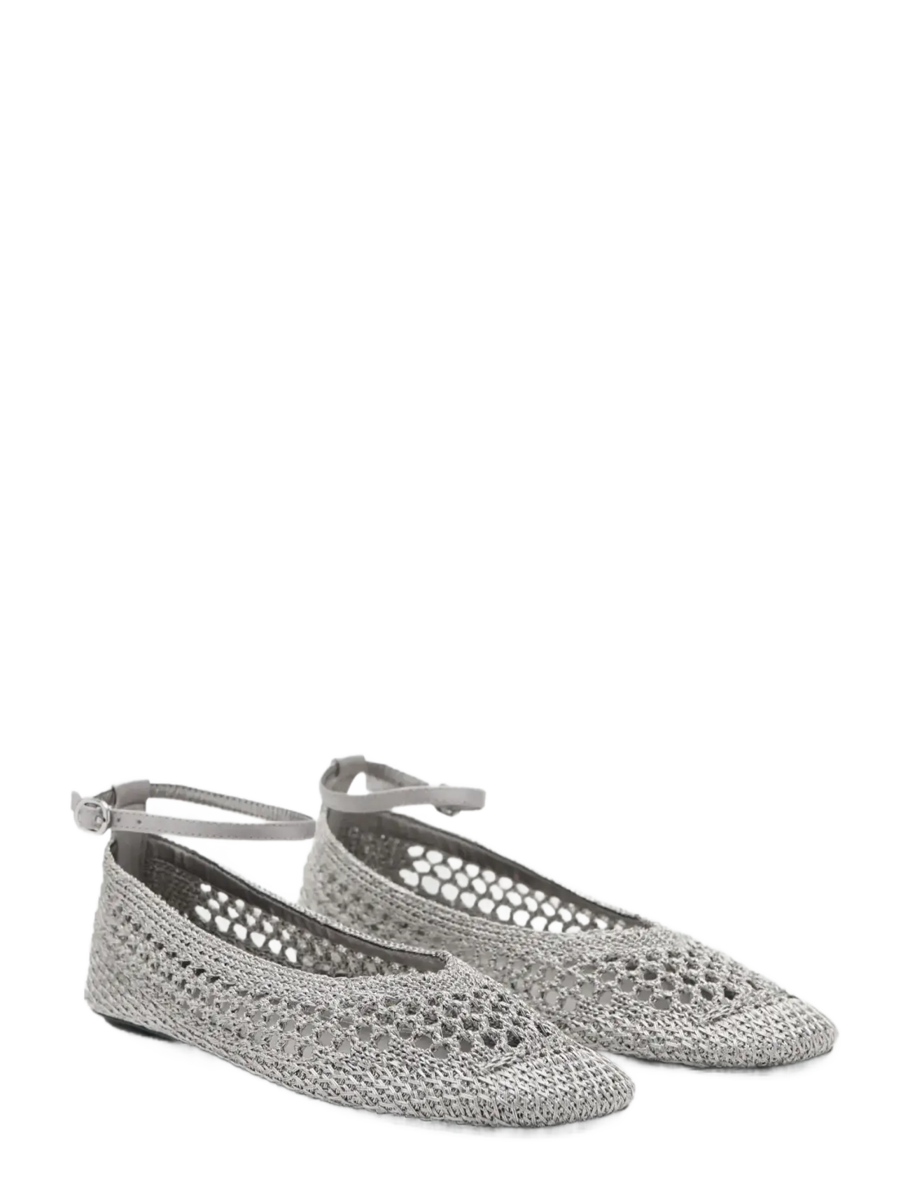 Mango - Crochet ankle strap ballerinas - særlige begivenheder - silver - 1