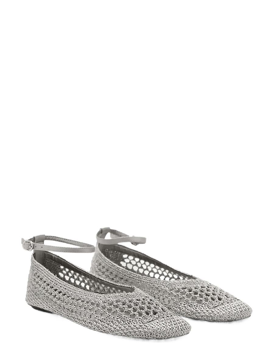 Mango - Crochet ankle strap ballerinas - speciella tillfällen - silver - 1