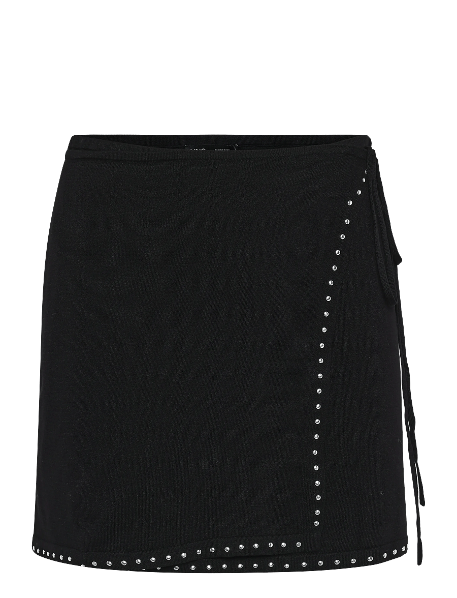 Mango - Studded wrap skirt - stickade kjolar - black - 1