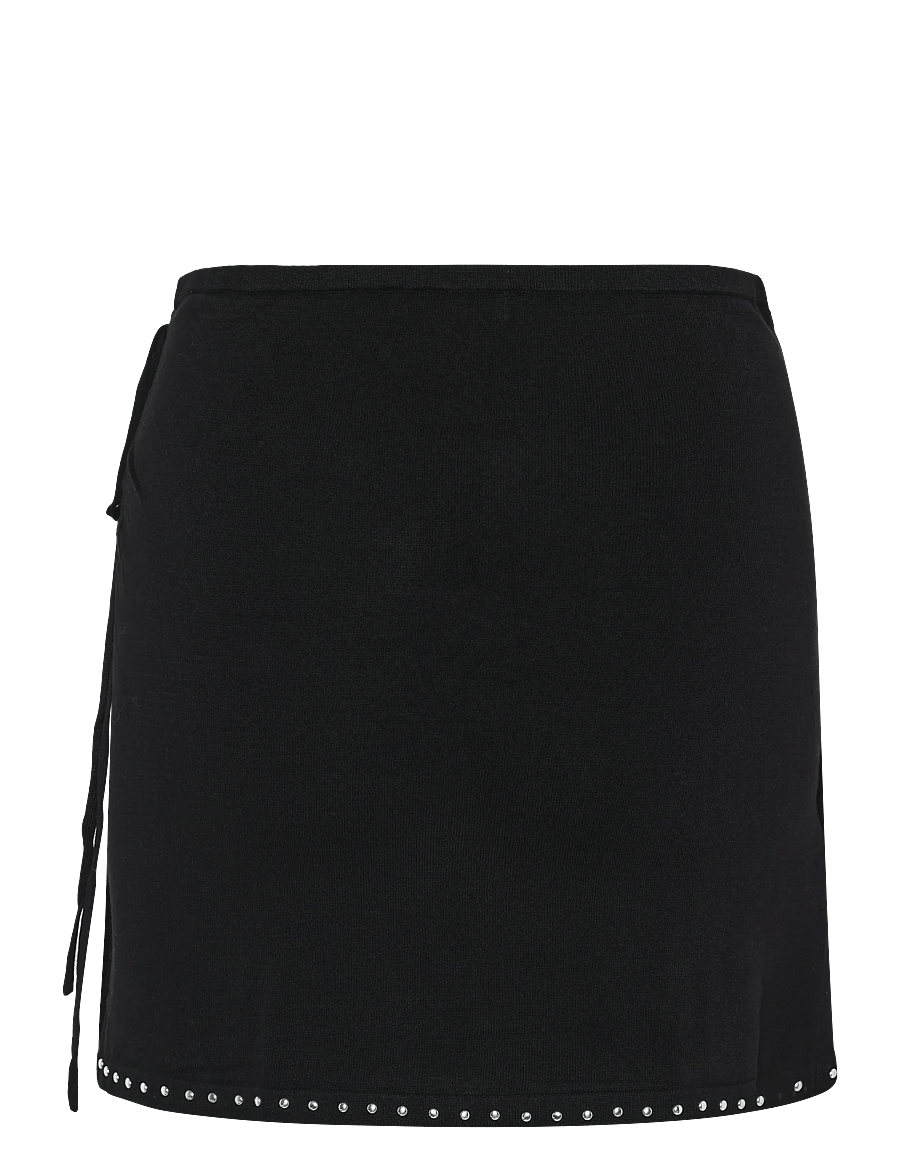 Mango - Studded wrap skirt - stickade kjolar - black - 2