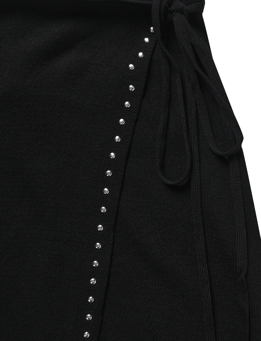 Mango - Studded wrap skirt - stickade kjolar - black - 4
