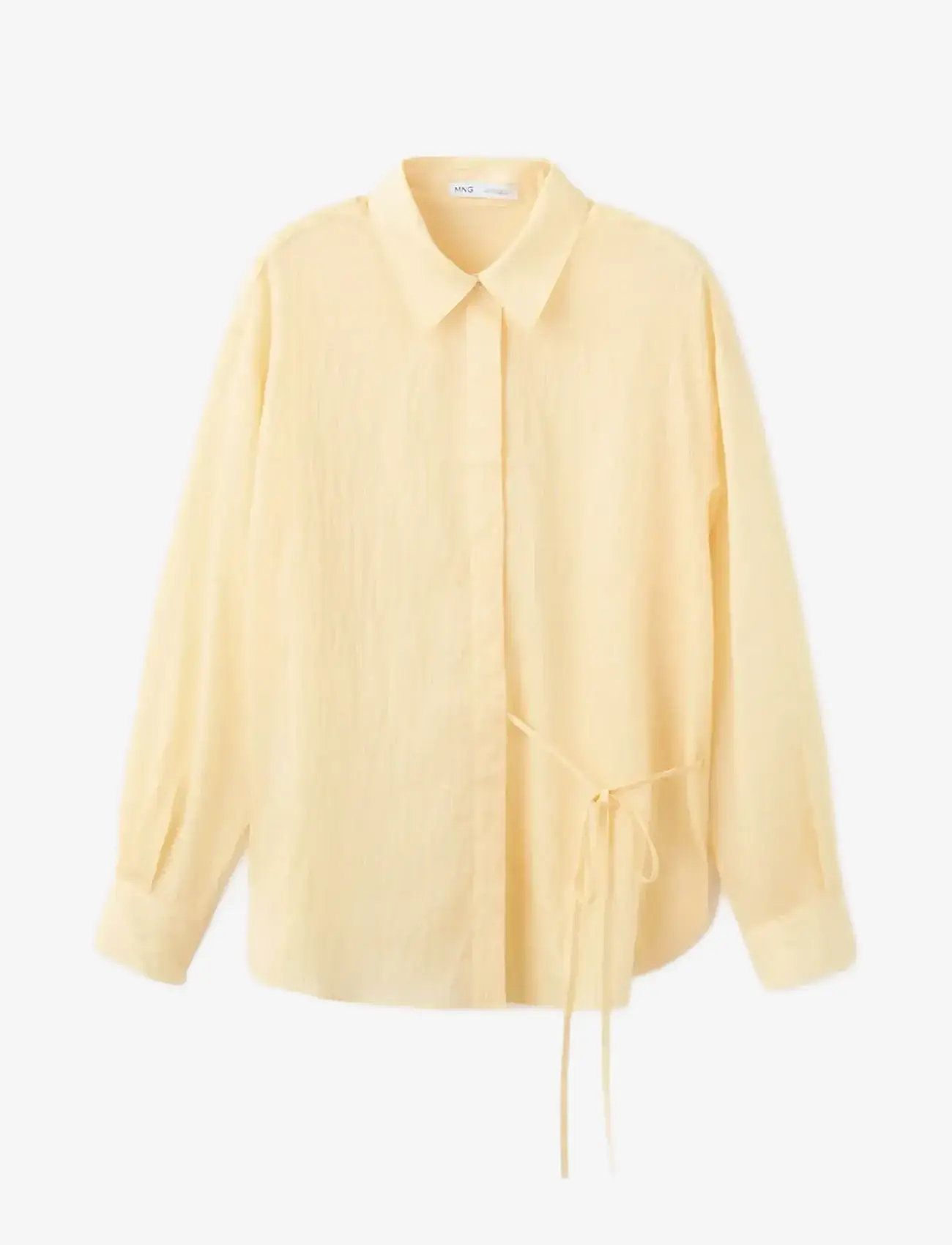 Mango - Lyocell striped blouse with bow detail - langærmede skjorter - yellow - 0