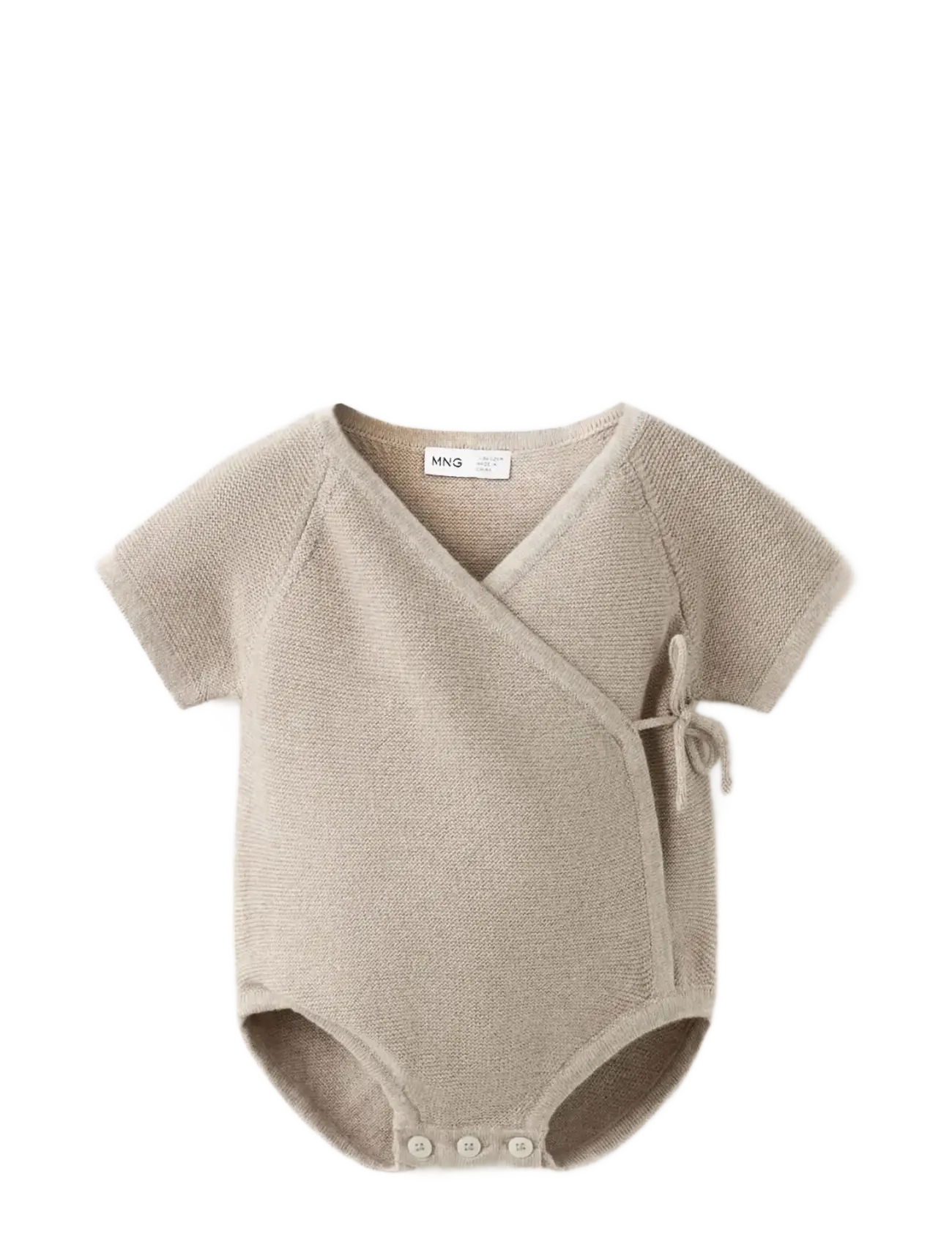 Mango Fine Knit Babygrow, 0-1M, Bodys, Braun - Short-sleeved, Kinder