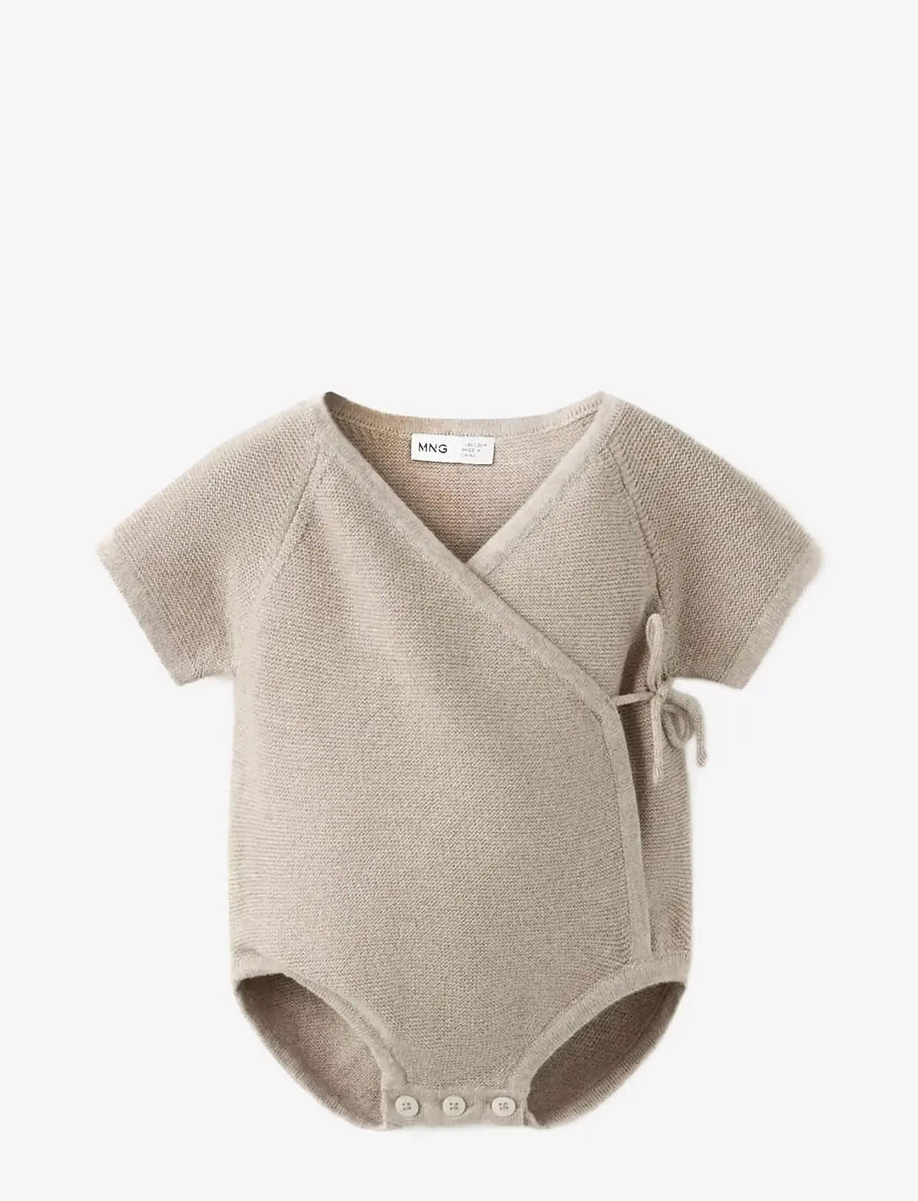 Mango - Fine knit babygrow - kortärmade bodysuits - medium brown - 0