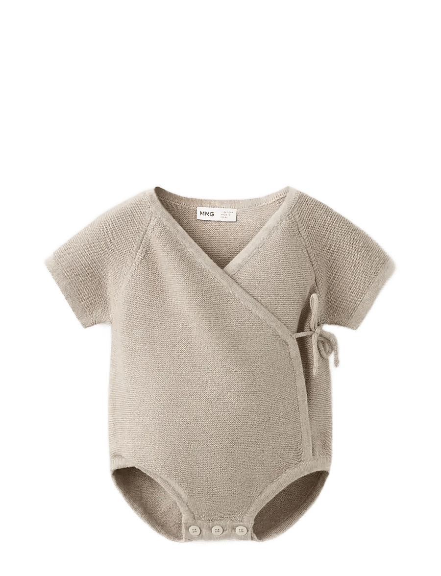 Mango - Fine knit babygrow - kortermede heldresser - medium brown - 0