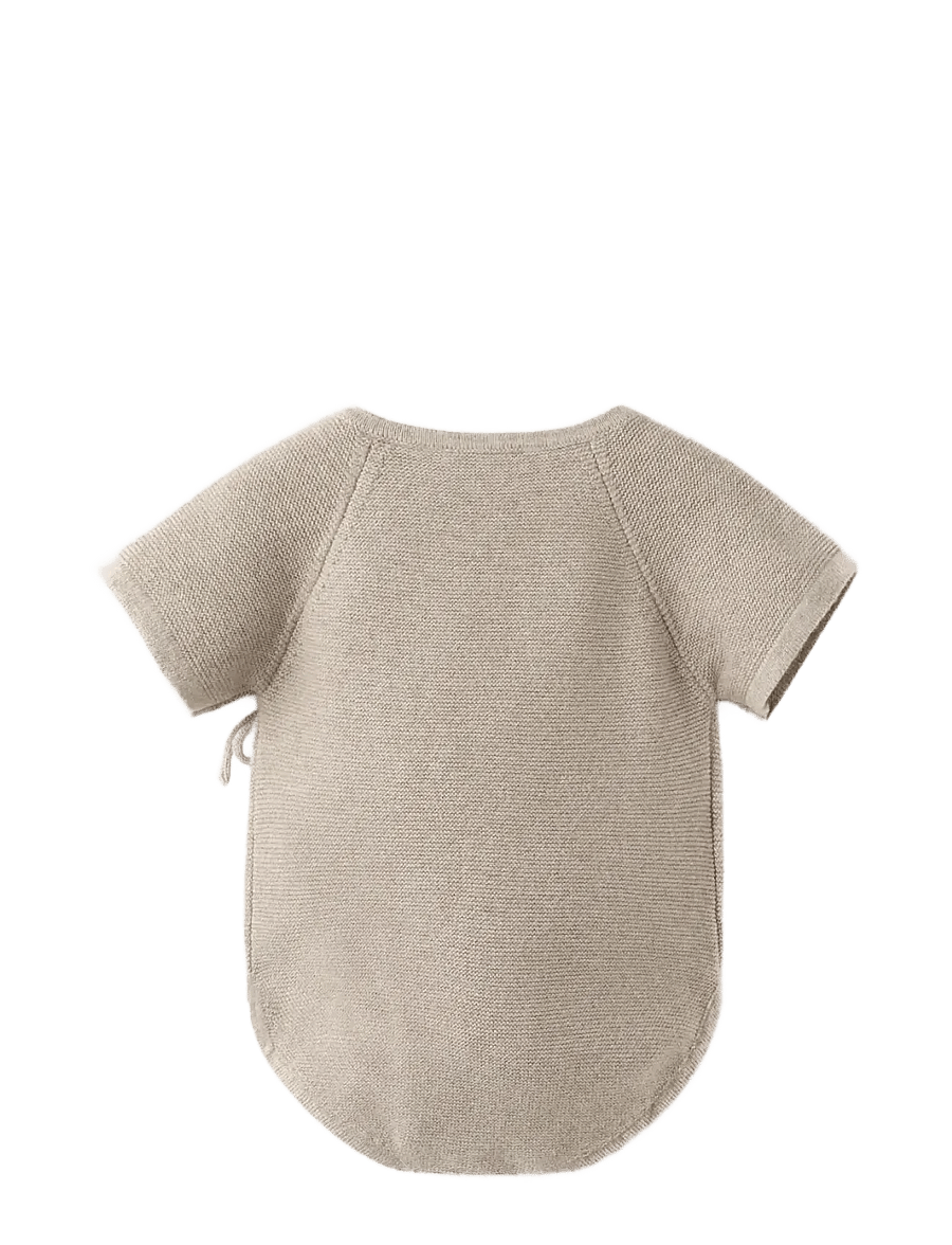 Mango - Fine knit babygrow - kortermede heldresser - medium brown - 1